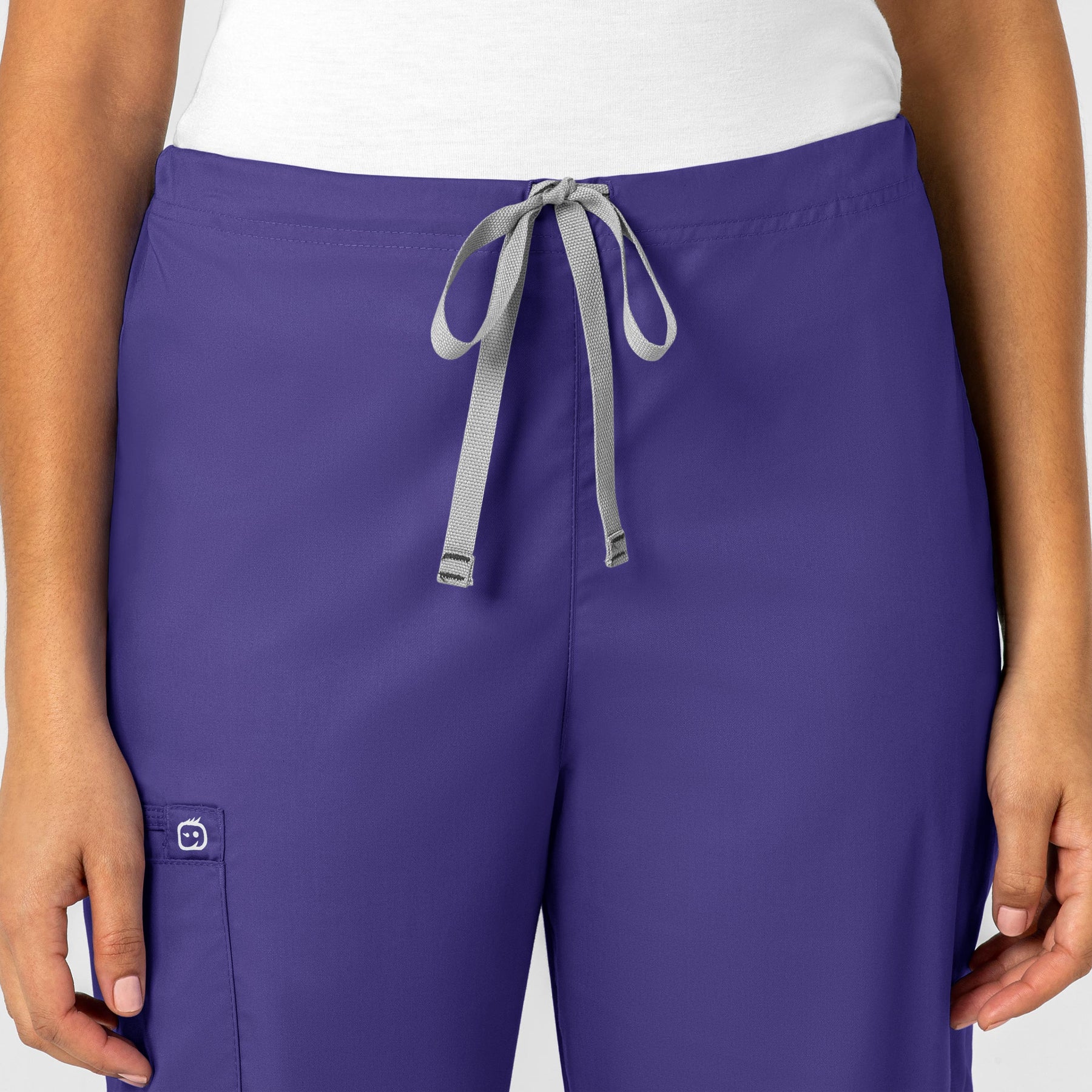 WonderWORK Unisex Drawstring Cargo Scrub Pant Grape front detail