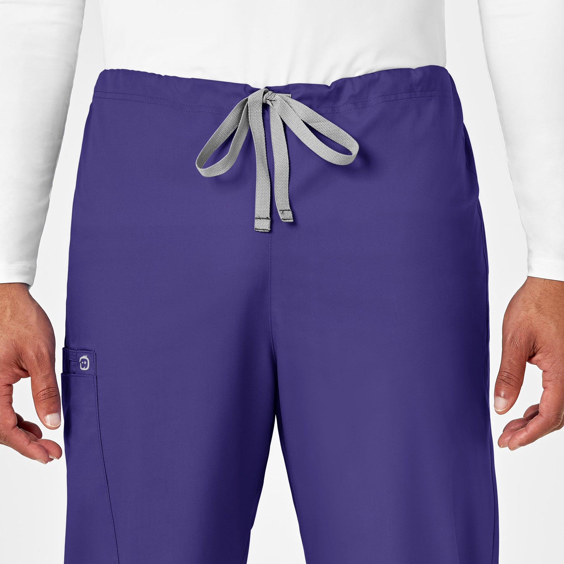 WonderWORK Unisex Drawstring Cargo Scrub Pant Grape side detail 2