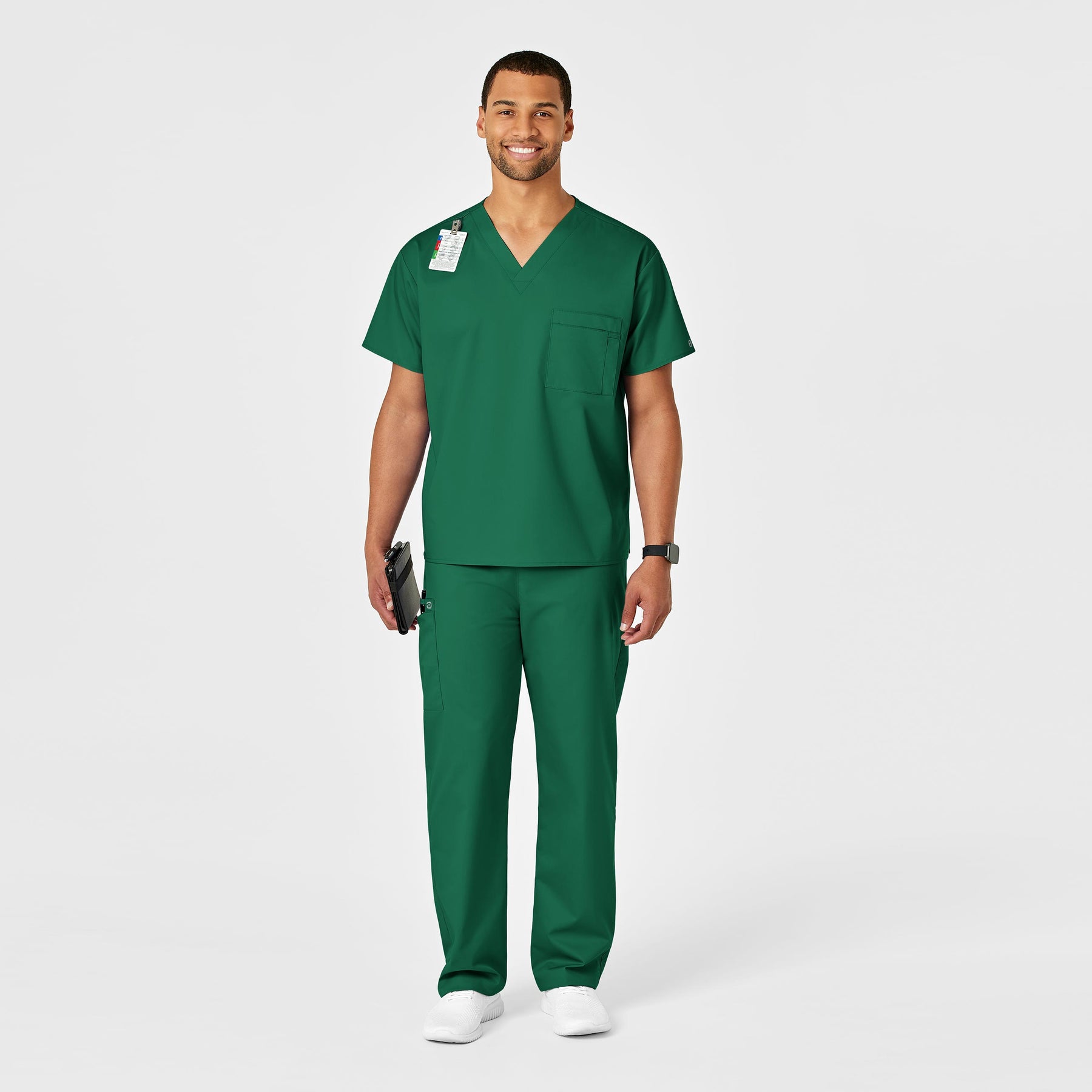 WonderWORK Unisex Drawstring Cargo Scrub Pant Hunter full scrub set