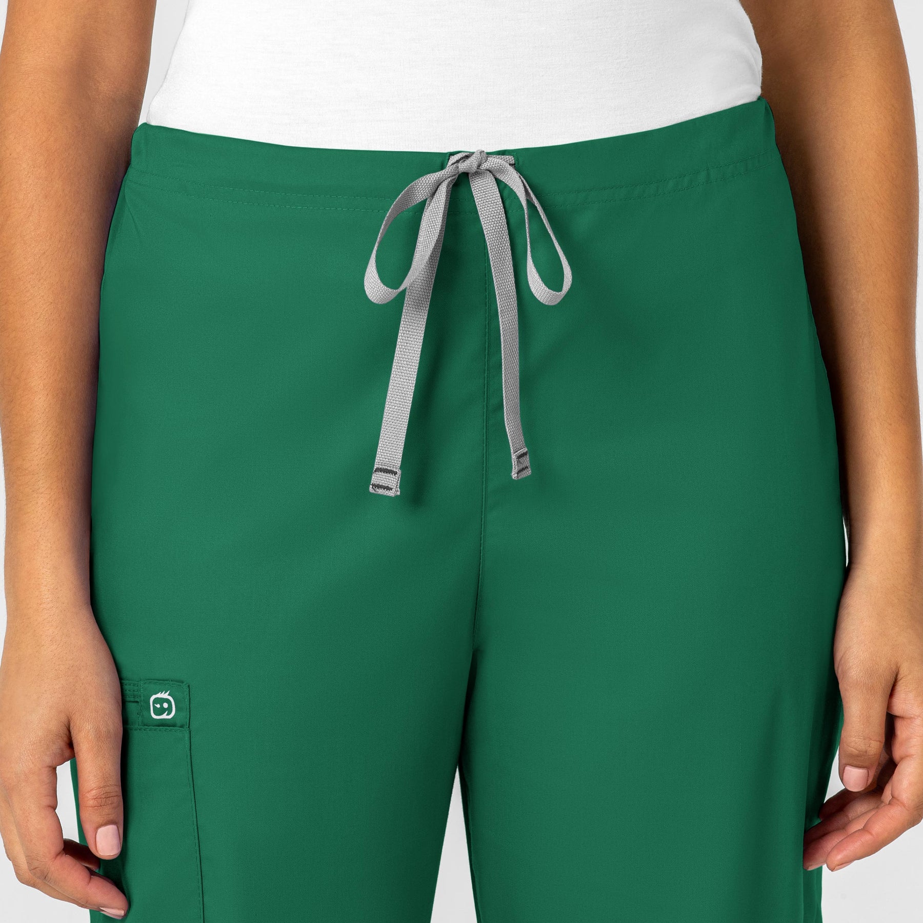 WonderWORK Unisex Drawstring Cargo Scrub Pant Hunter front detail