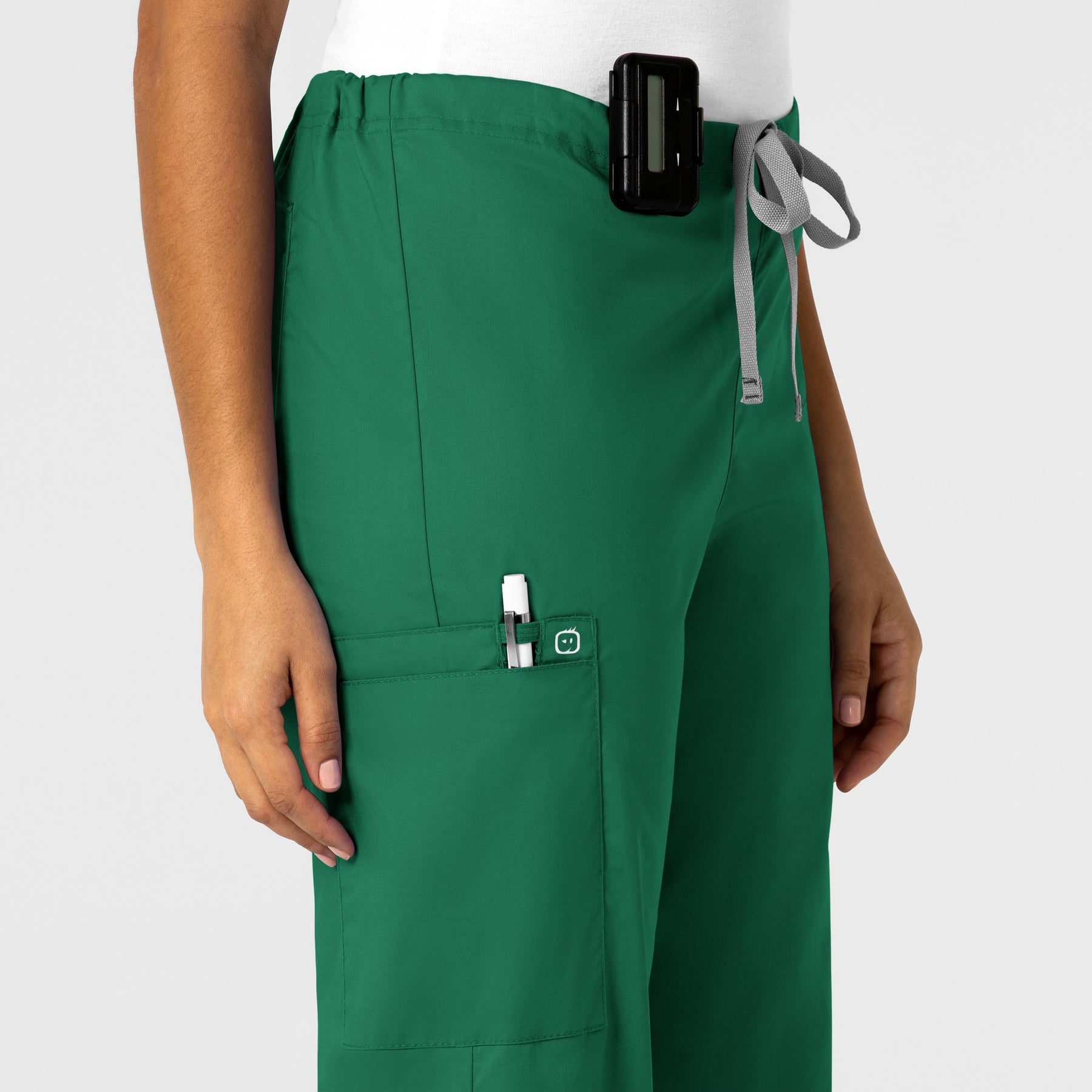 WonderWORK Unisex Drawstring Cargo Scrub Pant Hunter side detail 1