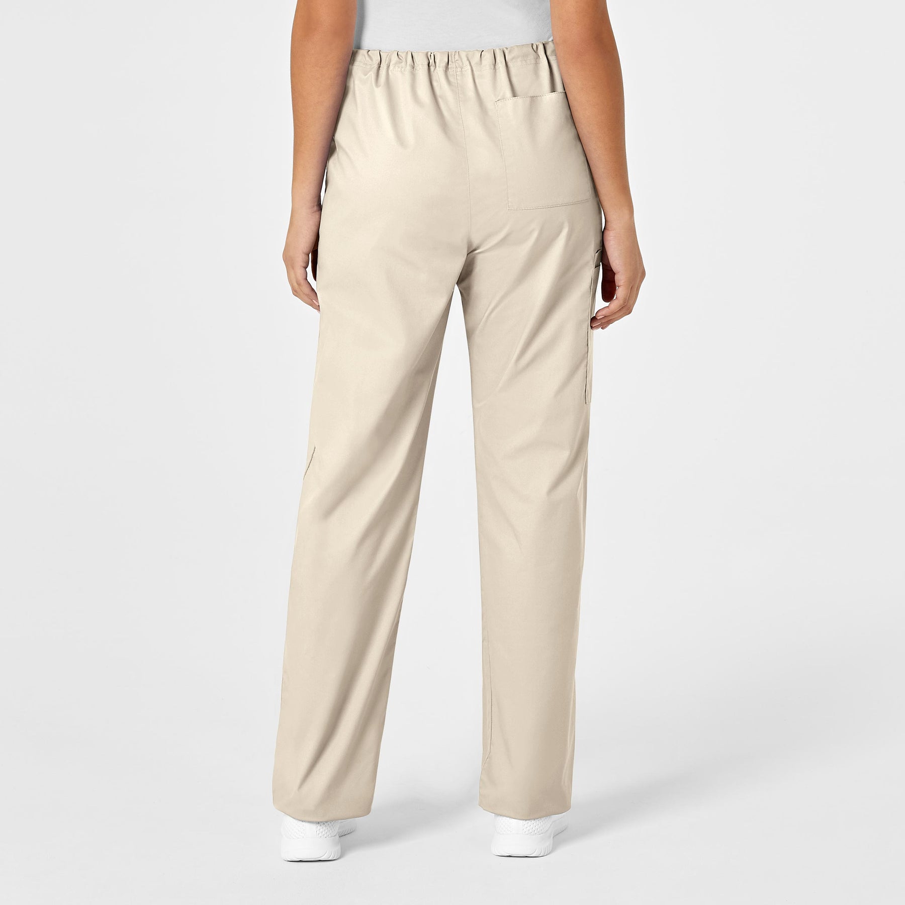 WonderWORK Unisex Drawstring Cargo Scrub Pant Khaki back view