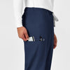 WonderWORK Unisex Drawstring Cargo Scrub Pant Navy hemline detail