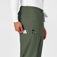 WonderWORK Unisex Drawstring Cargo Scrub Pant Olive hemline detail