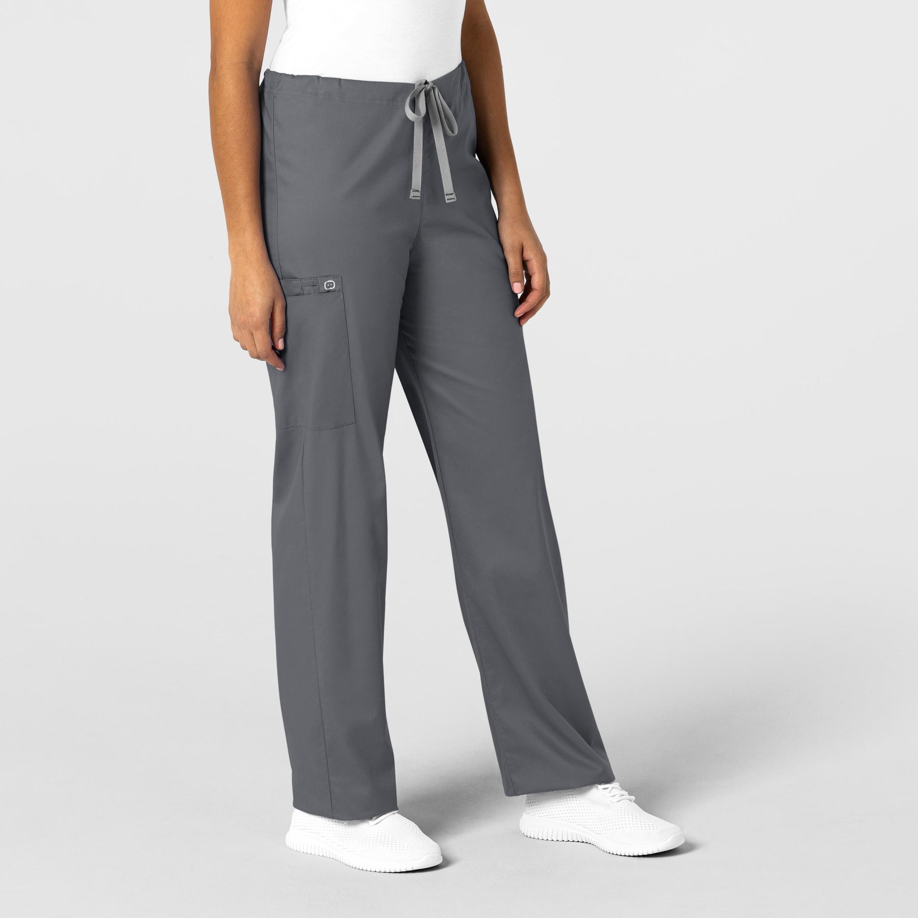 WonderWORK Unisex Drawstring Cargo Scrub Pant Pewter side view