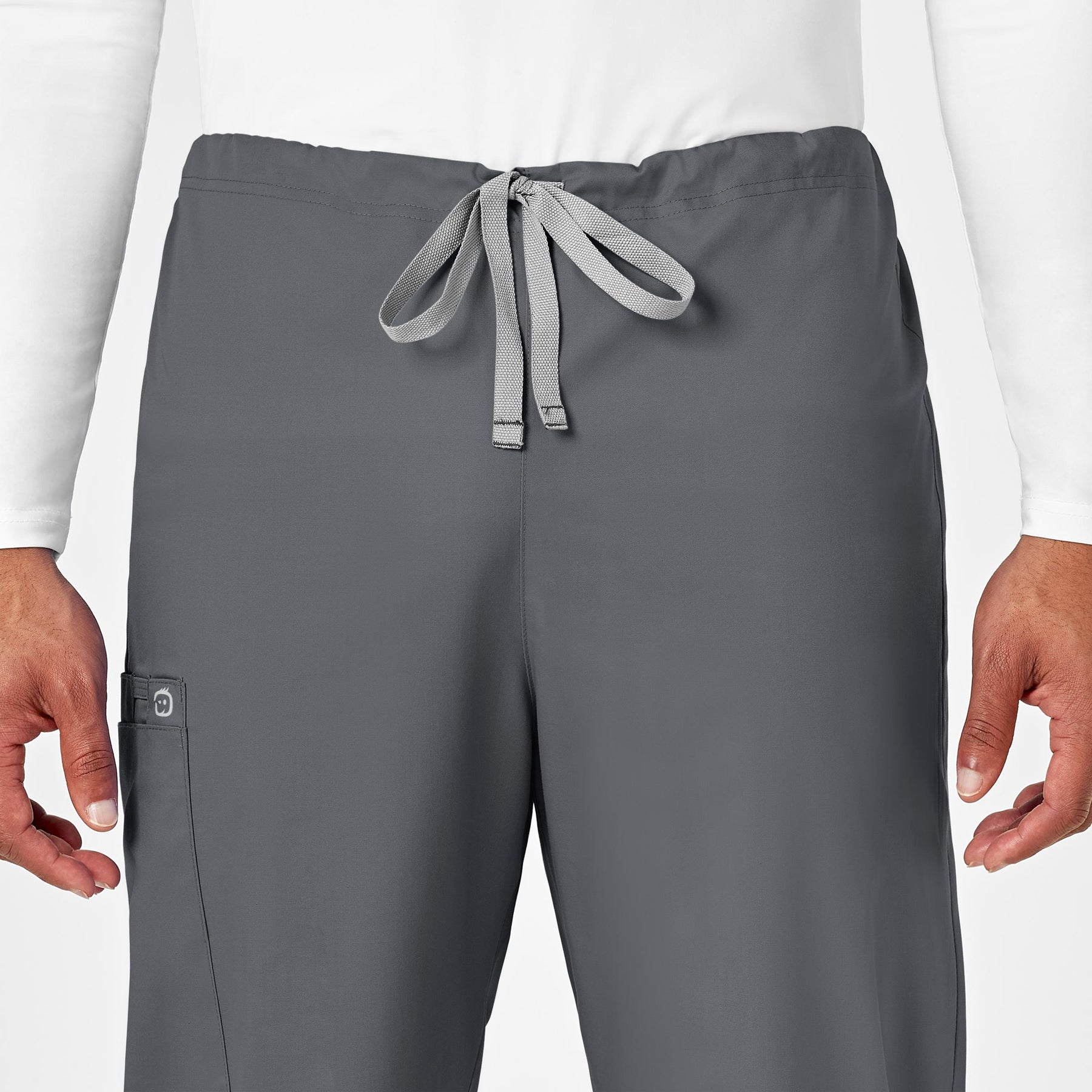 WonderWORK Unisex Drawstring Cargo Scrub Pant Pewter side detail 2