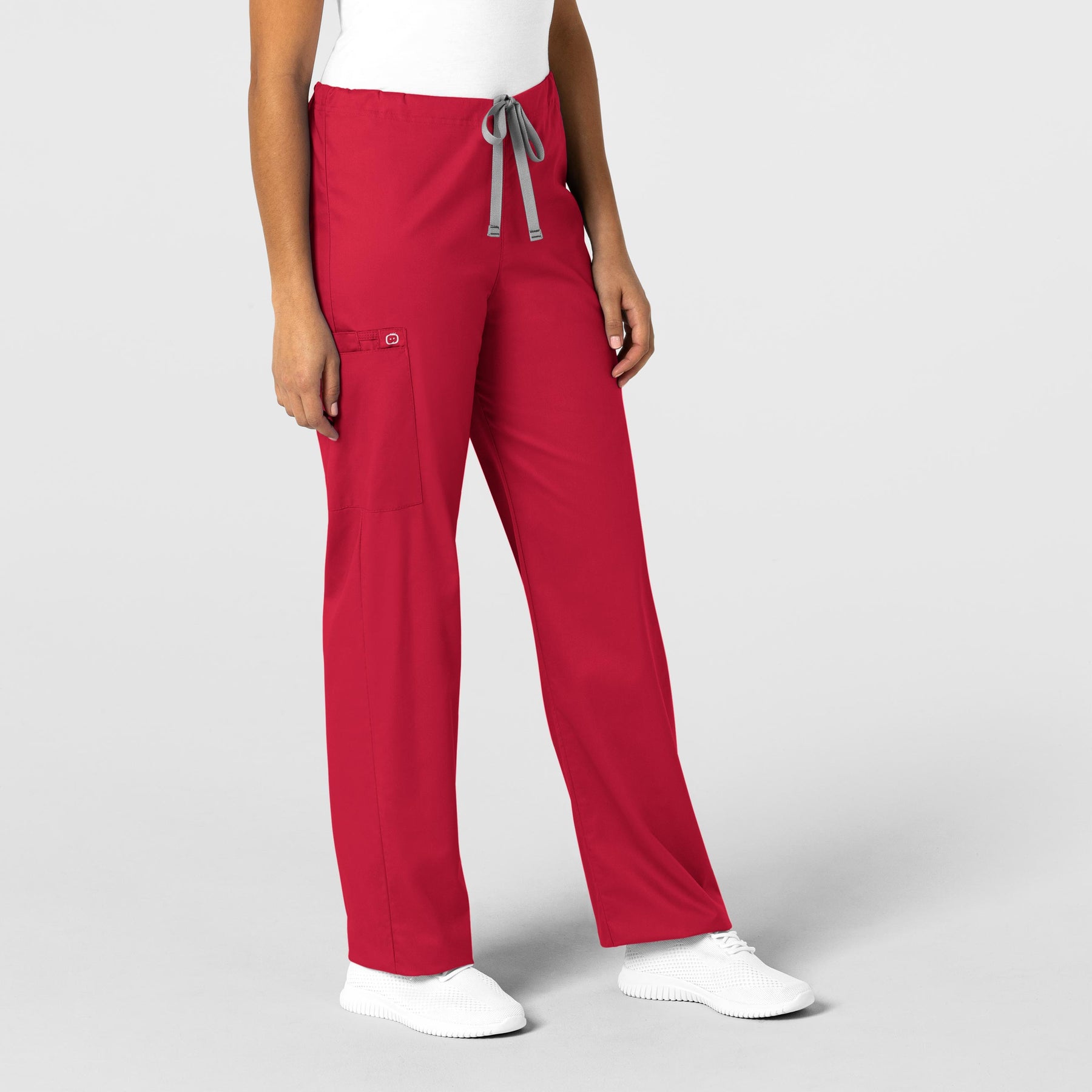 WonderWORK Unisex Drawstring Cargo Scrub Pant Red side view