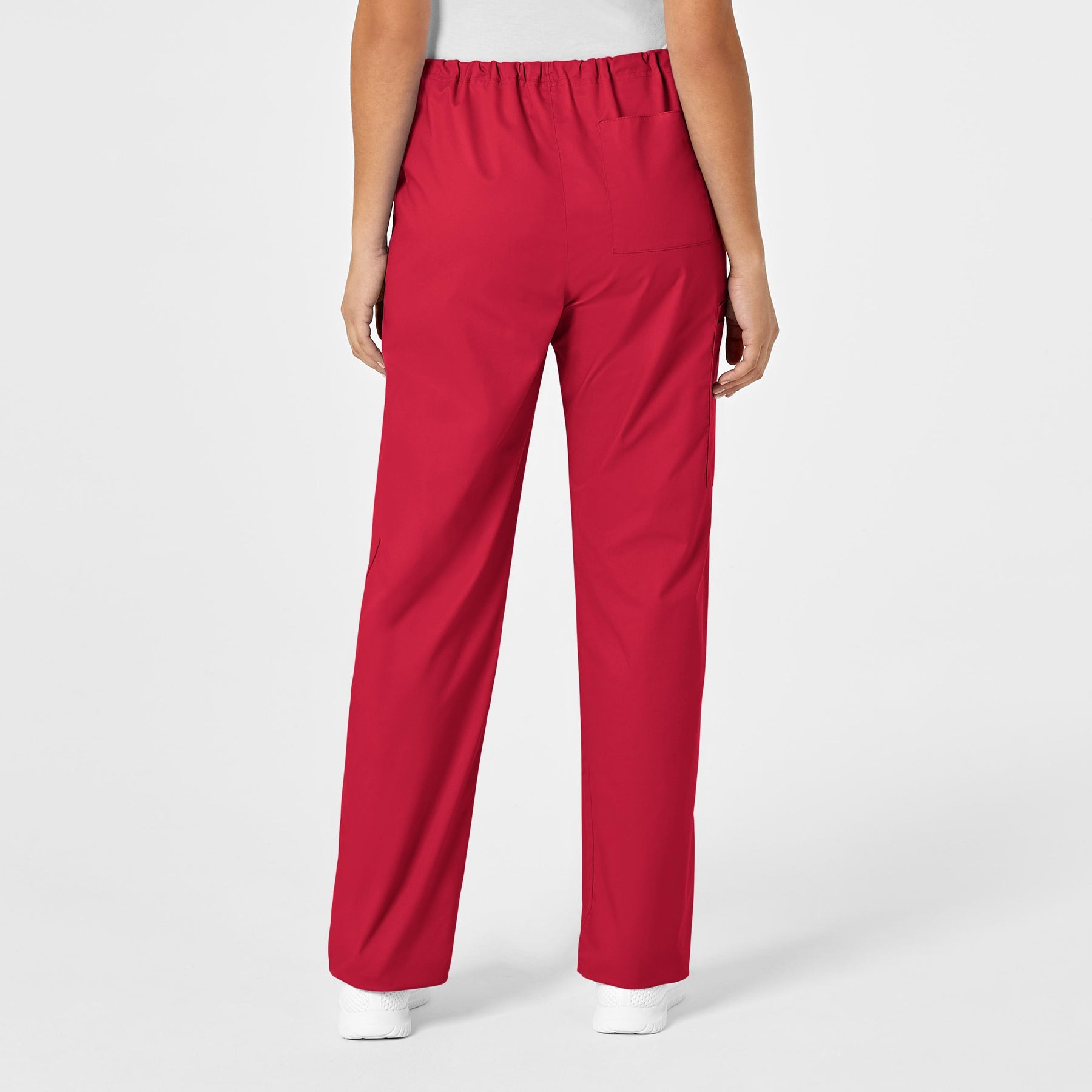 WonderWORK Unisex Drawstring Cargo Scrub Pant Red back view