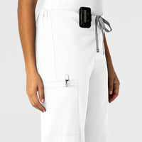 WonderWORK Unisex Drawstring Cargo Scrub Pant White side detail 1