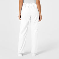 WonderWORK Unisex Drawstring Cargo Scrub Pant White back view