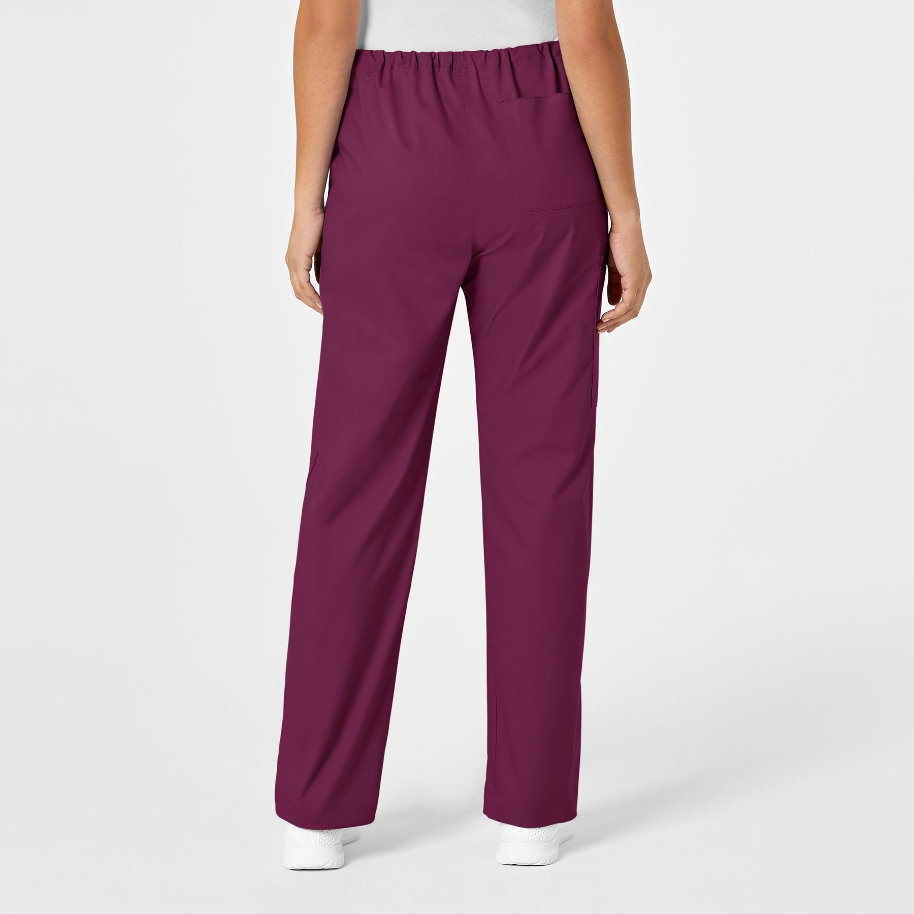 WonderWORK Unisex Drawstring Cargo Scrub Pant Wine back view