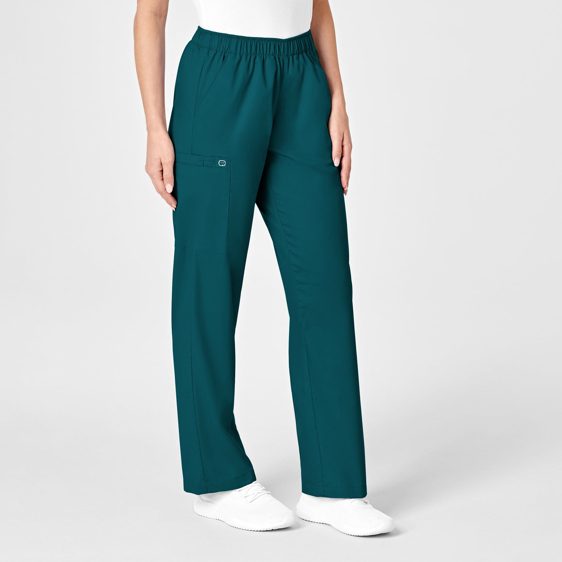 WonderWORK Women's Pull-On Cargo Scrub Pant Caribbean Blue side view