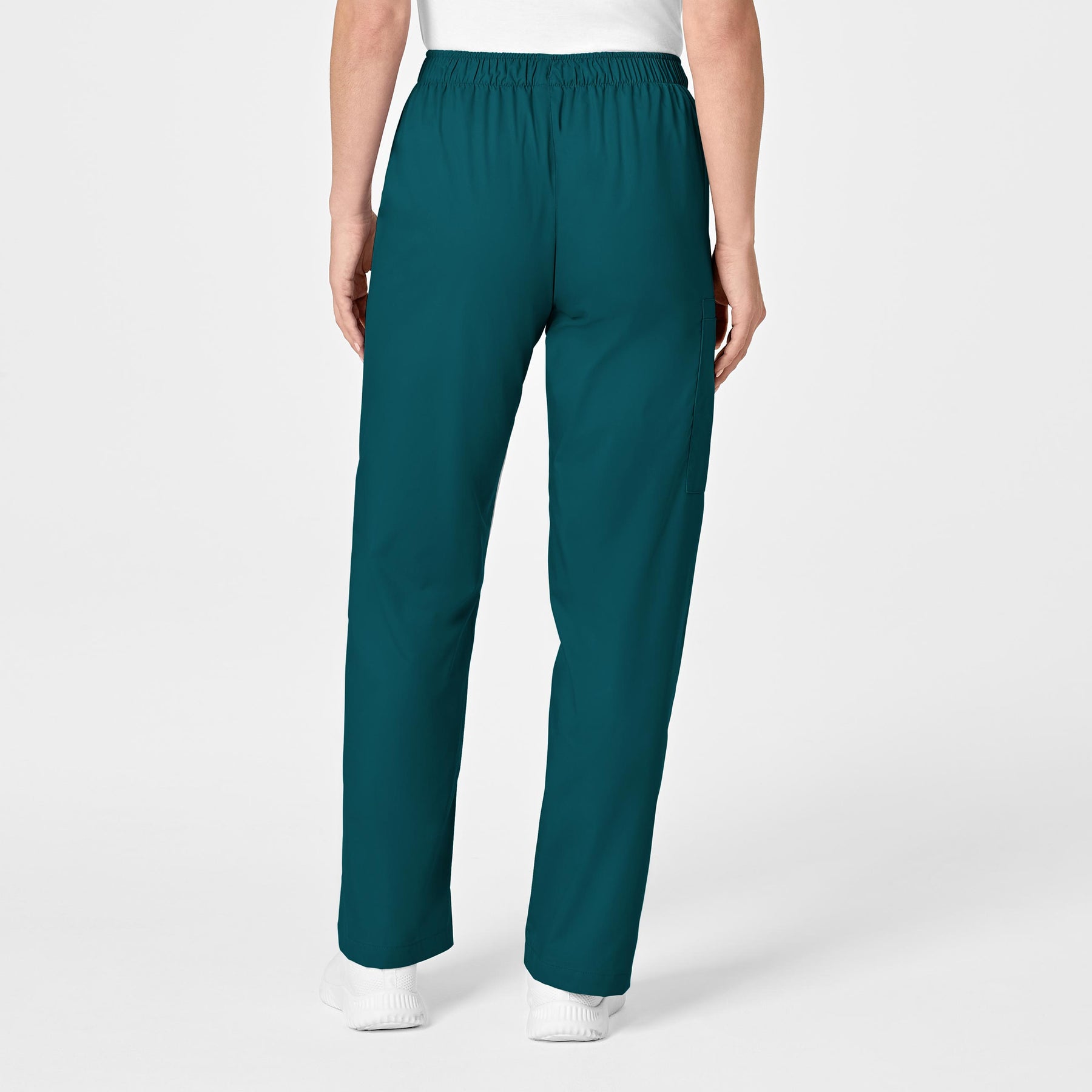 WonderWORK Women's Pull-On Cargo Scrub Pant Caribbean Blue back view