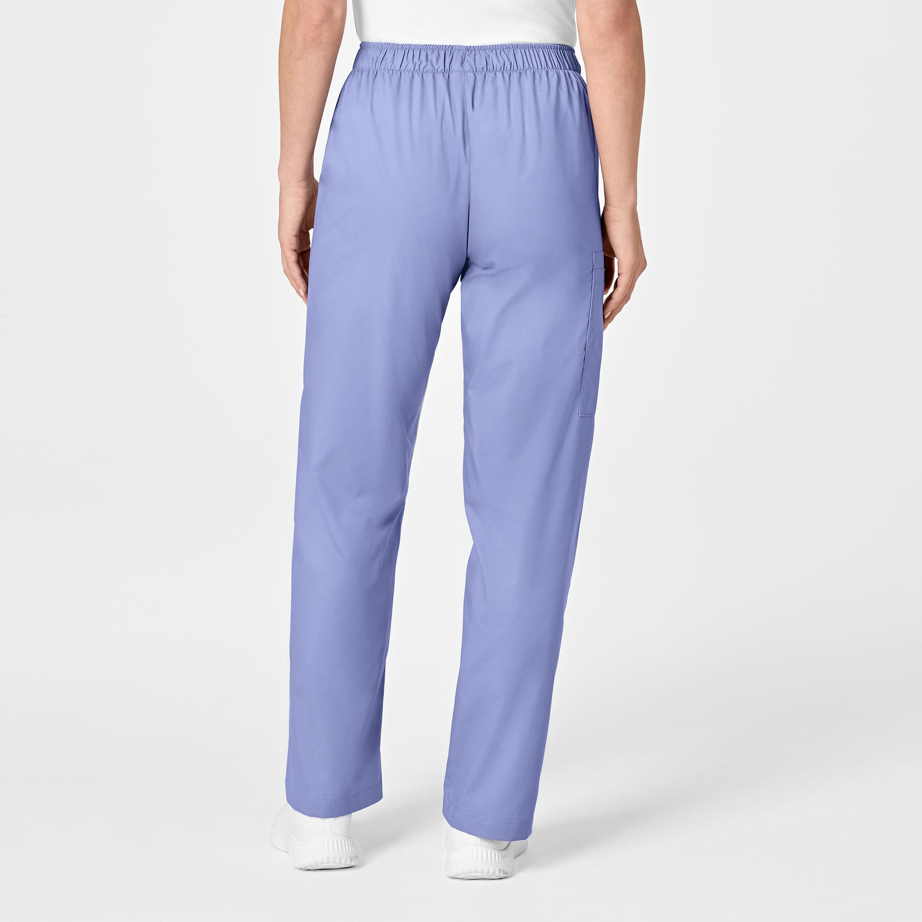 WonderWORK Women's Pull-On Cargo Scrub Pant Ceil Blue back view