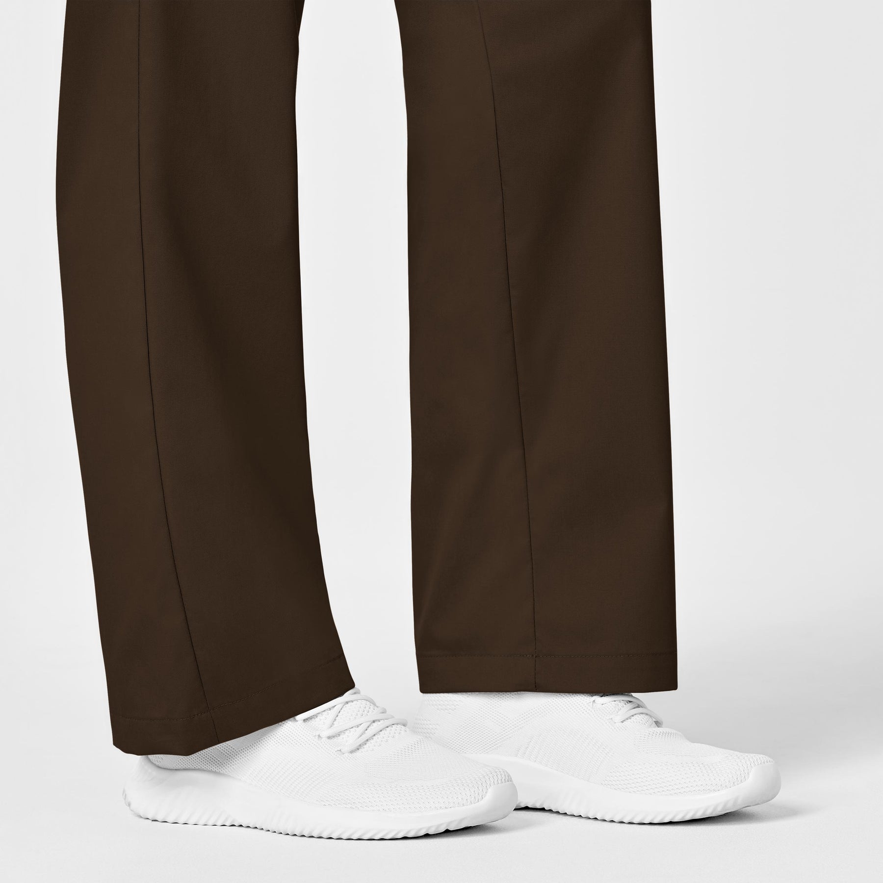 WonderWORK Women's Pull-On Cargo Scrub Pant Chocolate hemline detail