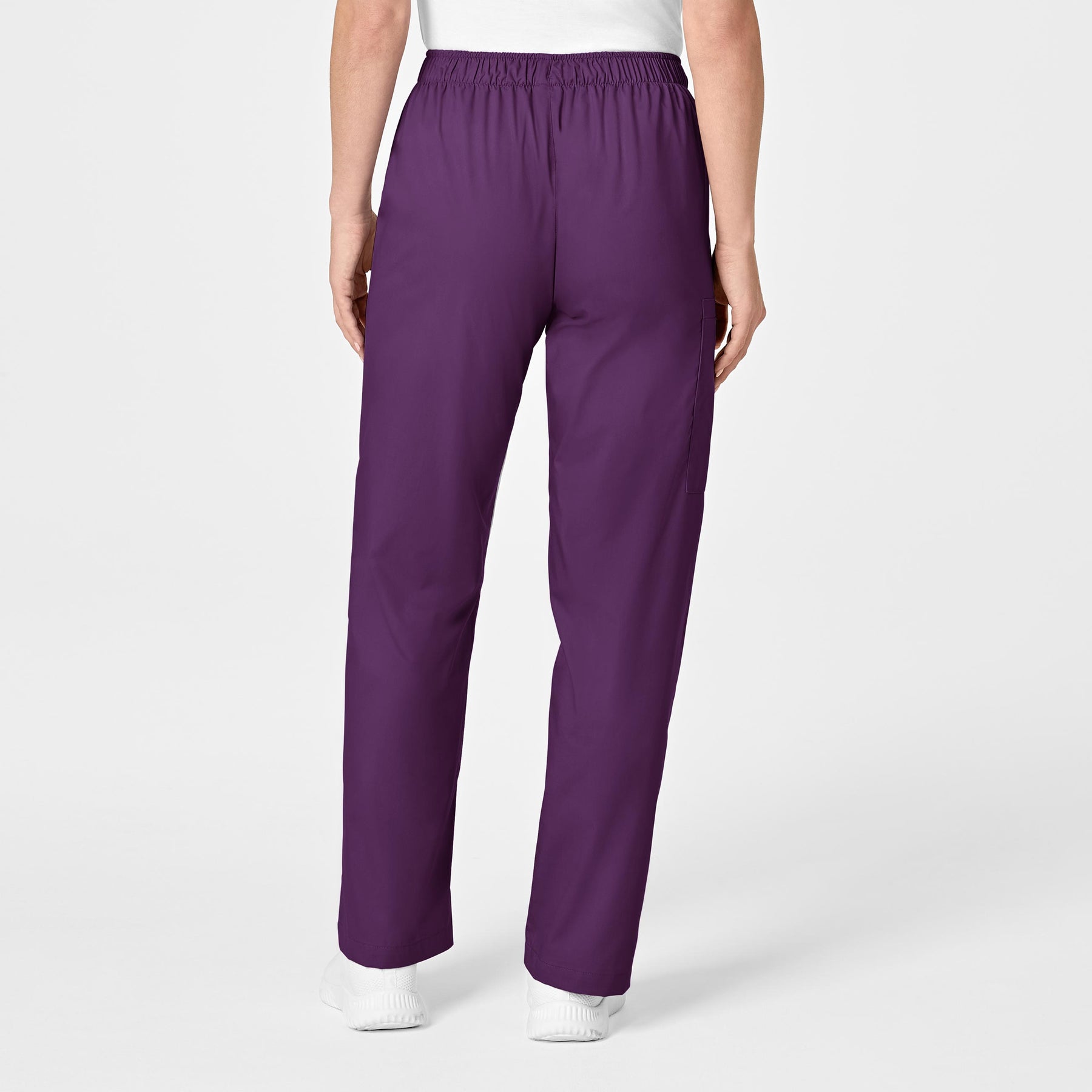 WonderWORK Women's Pull-On Cargo Scrub Pant Eggplant back view