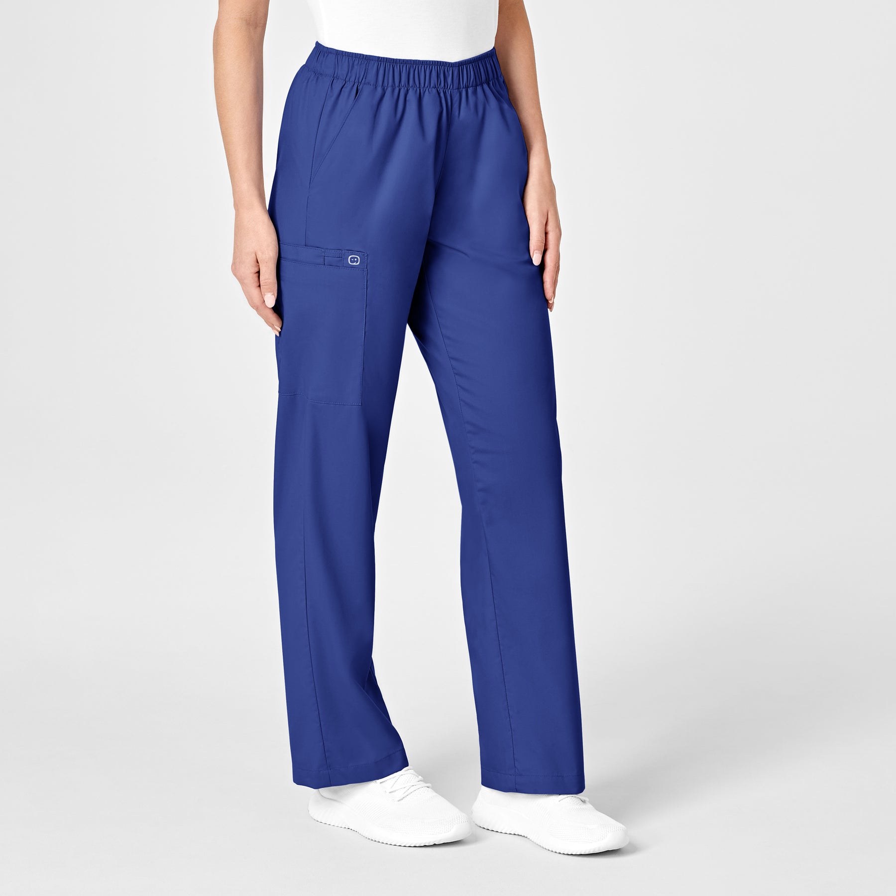 WonderWORK Women's Pull-On Cargo Scrub Pant Galaxy Blue side view