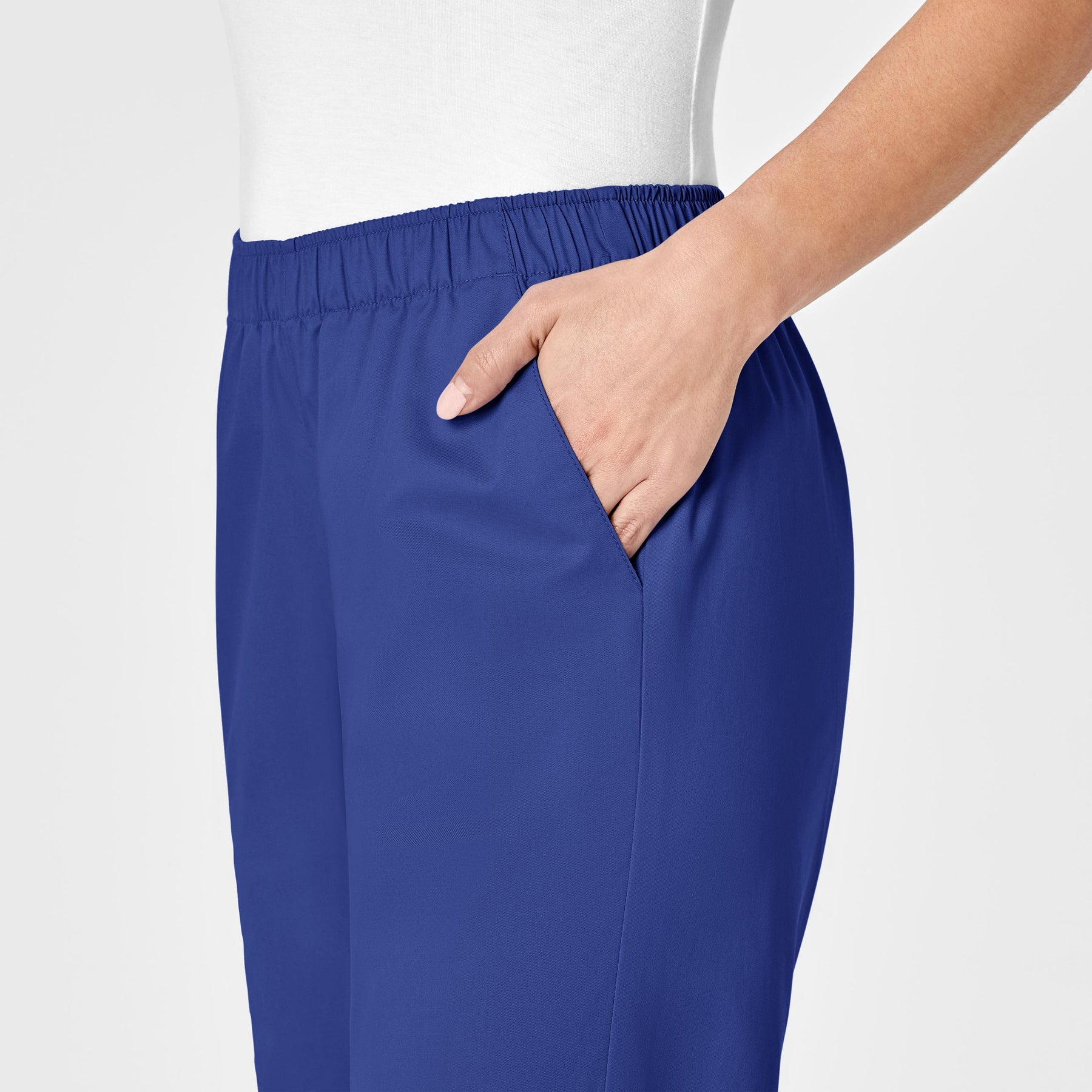 WonderWORK Women's Pull-On Cargo Scrub Pant Galaxy Blue side detail 1
