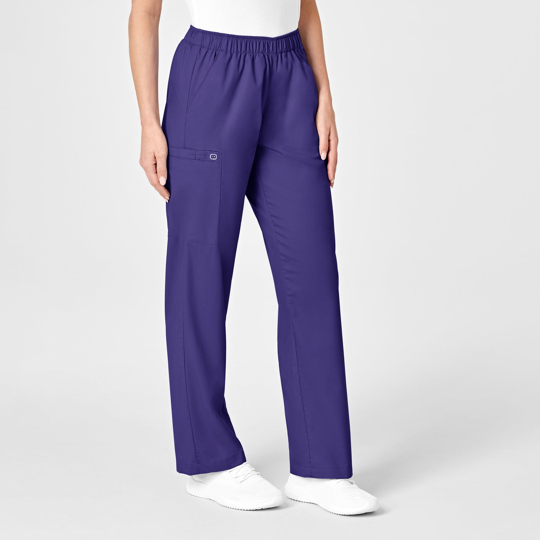 WonderWORK Women's Pull-On Cargo Scrub Pant Grape side view