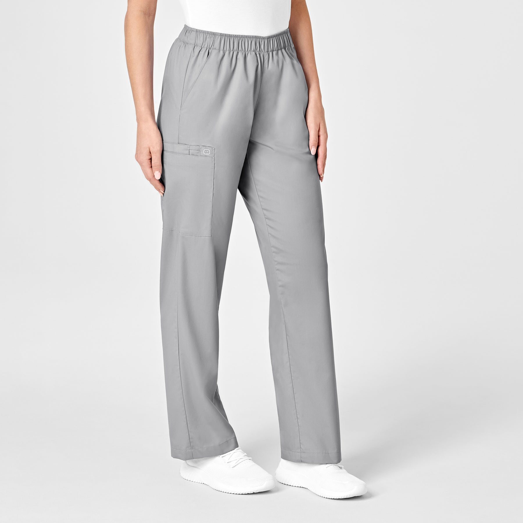 WonderWORK Women's Pull-On Cargo Scrub Pant Grey side view