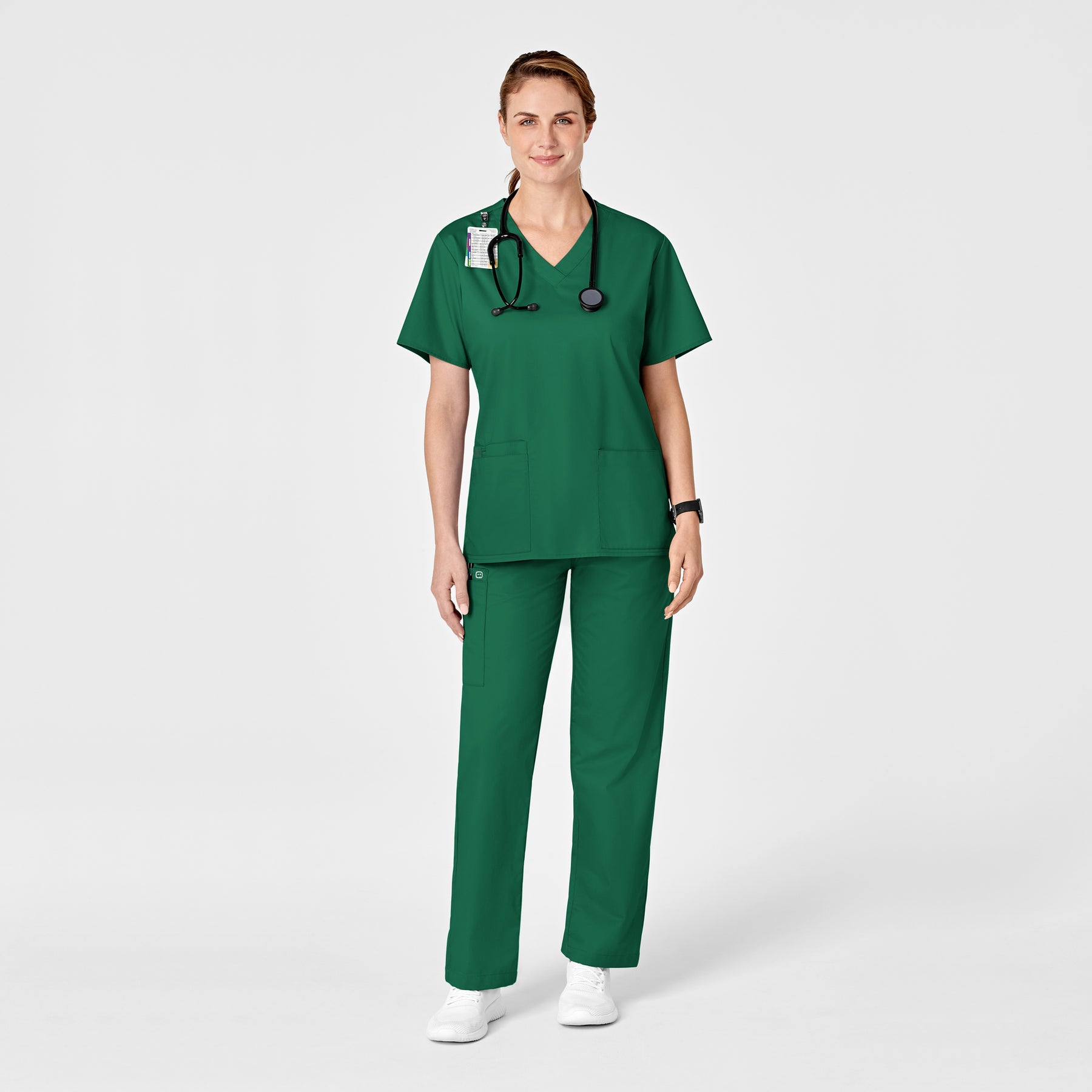 WonderWORK Women's Pull-On Cargo Scrub Pant Hunter full scrub set