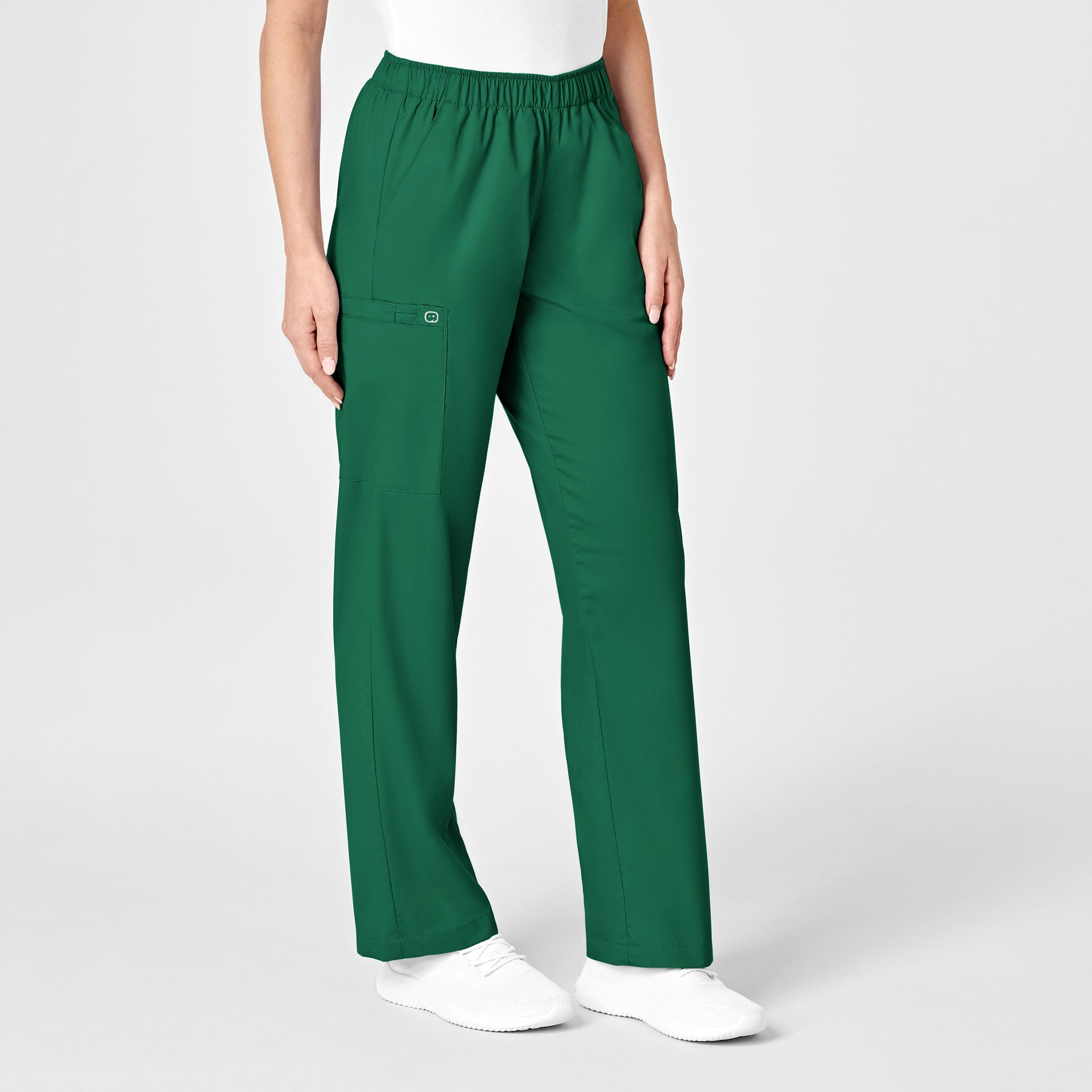 WonderWORK Women's Pull-On Cargo Scrub Pant Hunter side view