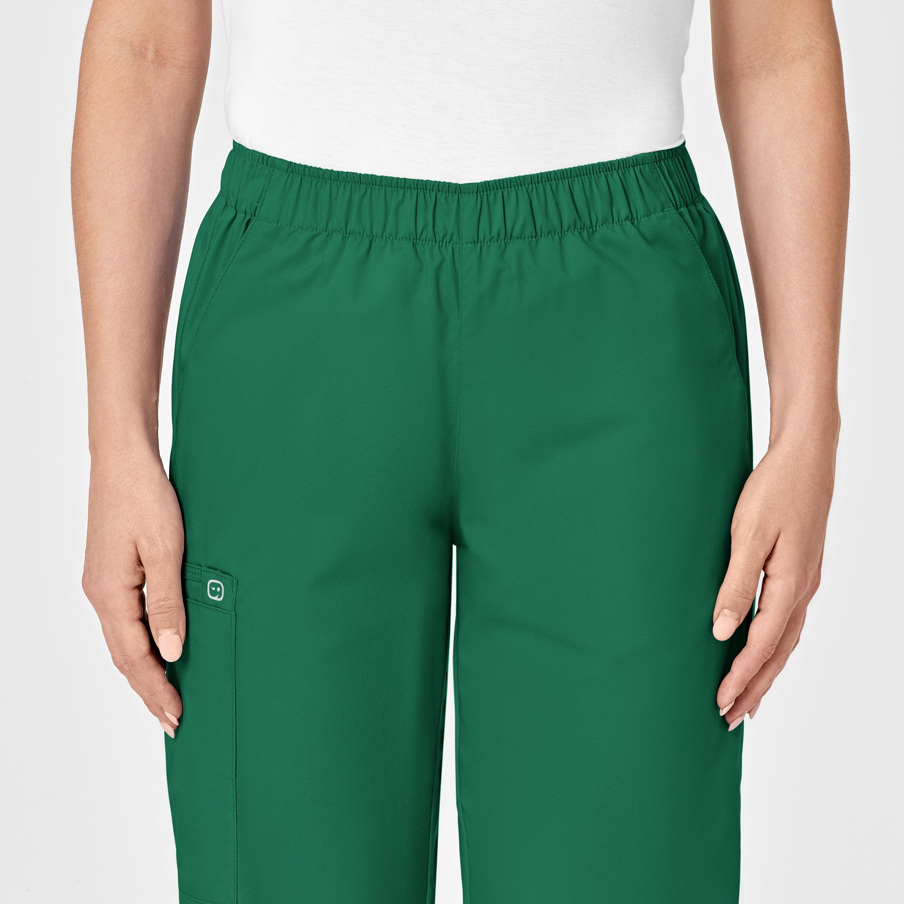 WonderWORK Women's Pull-On Cargo Scrub Pant Hunter front detail