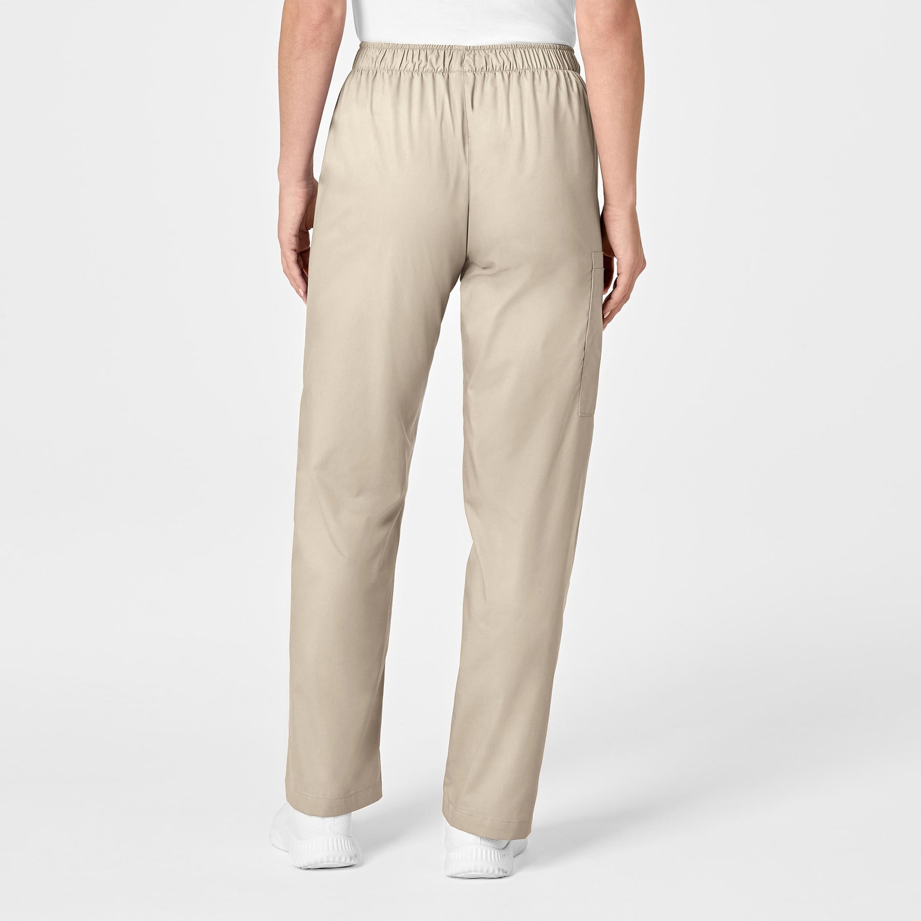 WonderWORK Women's Pull-On Cargo Scrub Pant Khaki back view