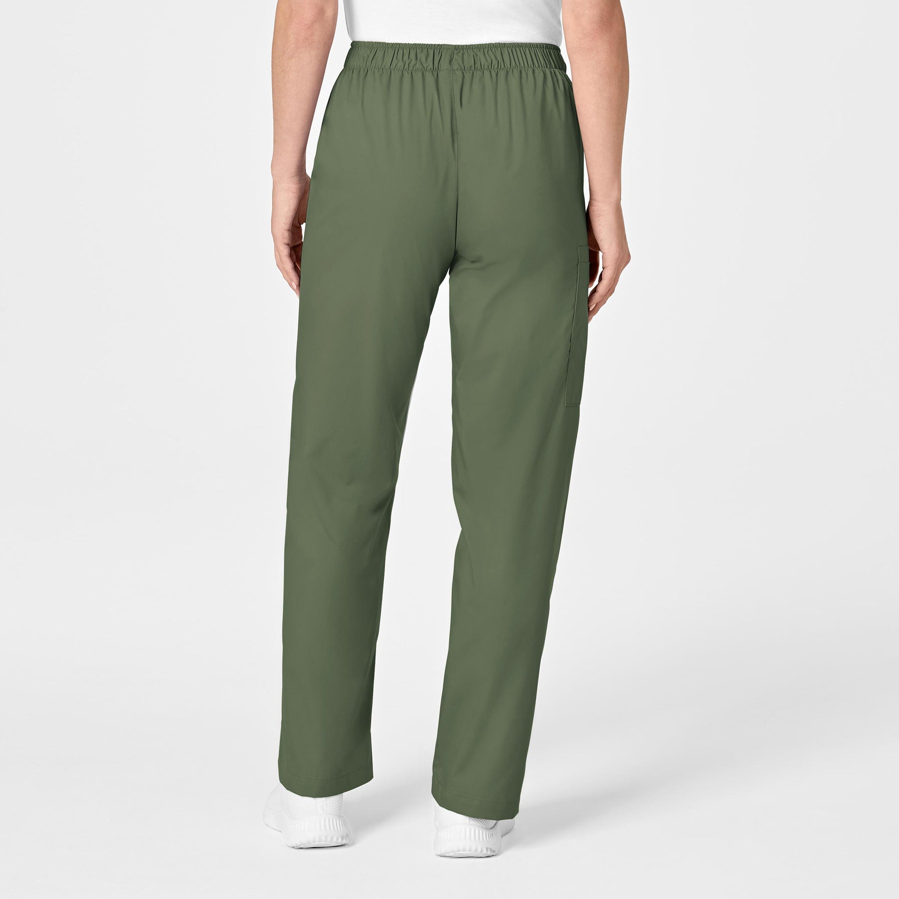 WonderWORK Women's Pull-On Cargo Scrub Pant Olive back view