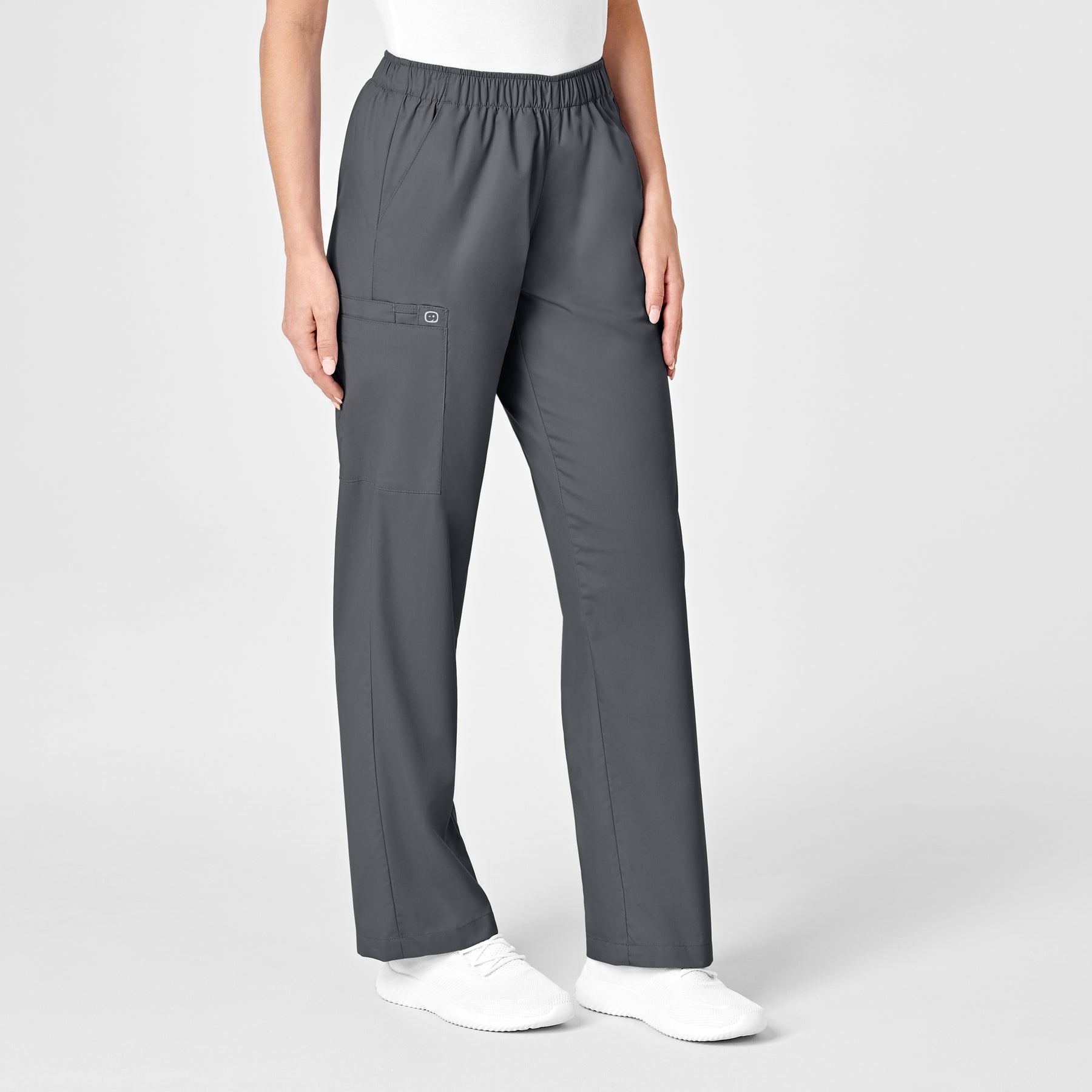 WonderWORK Women's Pull-On Cargo Scrub Pant Pewter side view