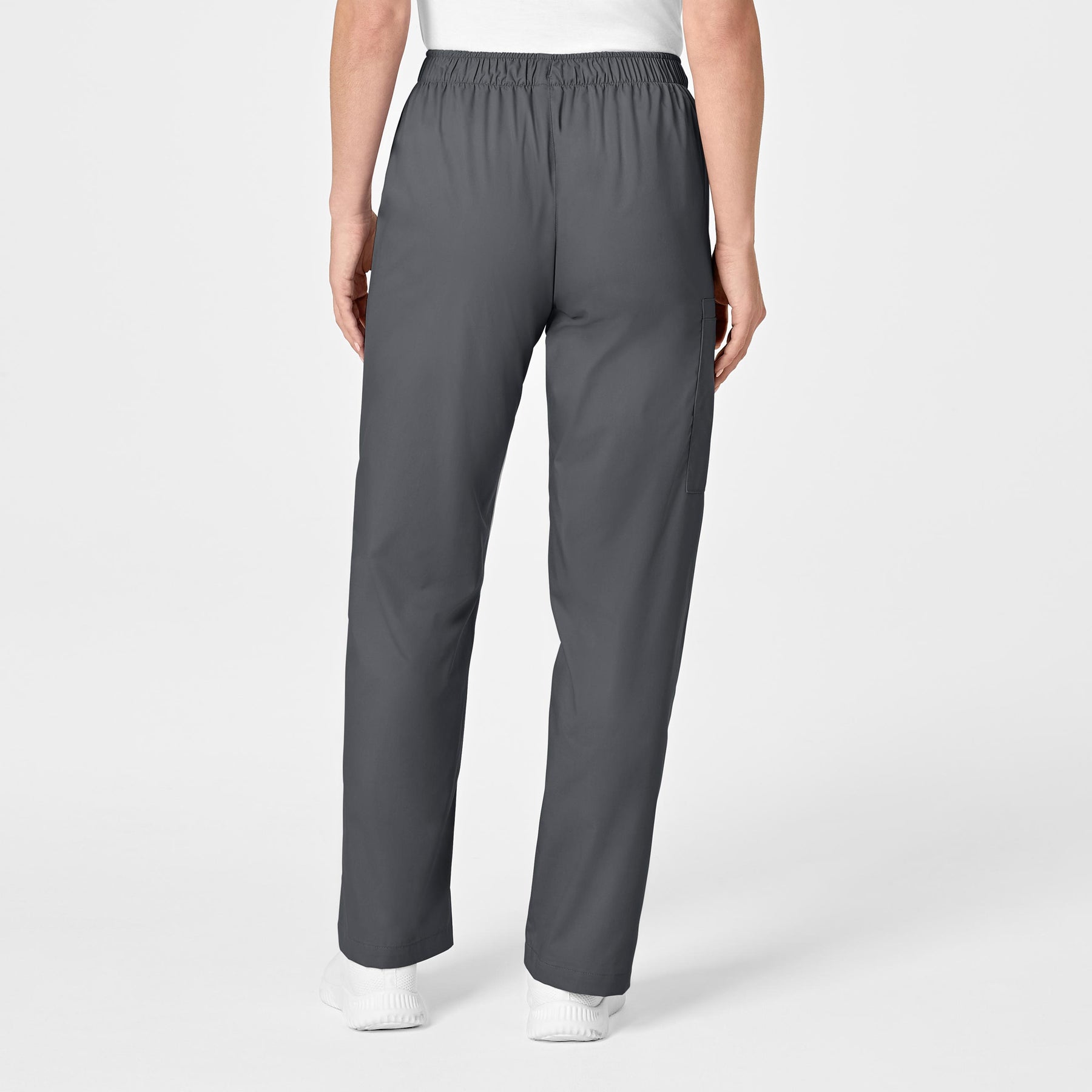 WonderWORK Women's Pull-On Cargo Scrub Pant Pewter back view