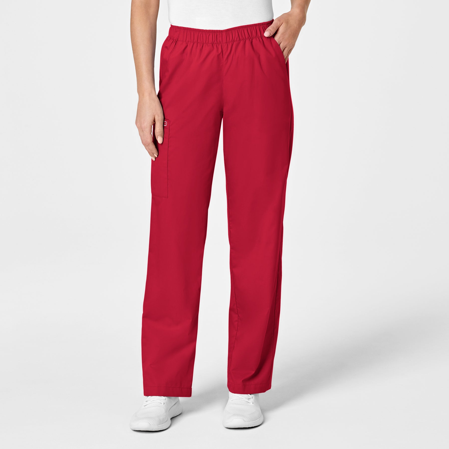 Wink WonderWORK Women's Pull-On Cargo Scrub Pant Red