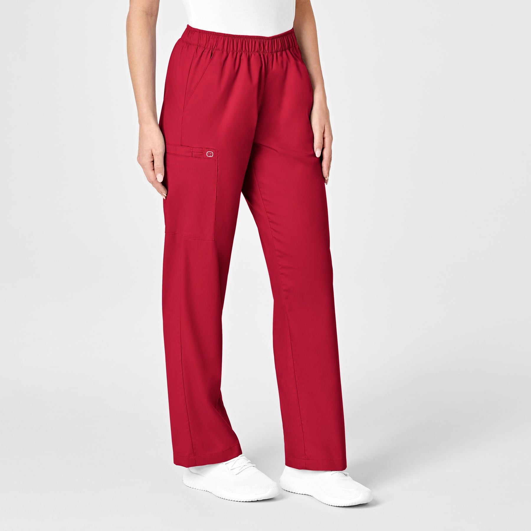 WonderWORK Women's Pull-On Cargo Scrub Pant Red side view