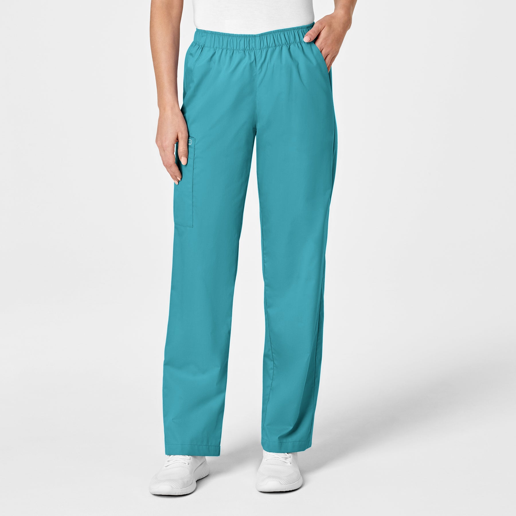 Wink WonderWORK Women's Pull-On Cargo Scrub Pant Teal Blue