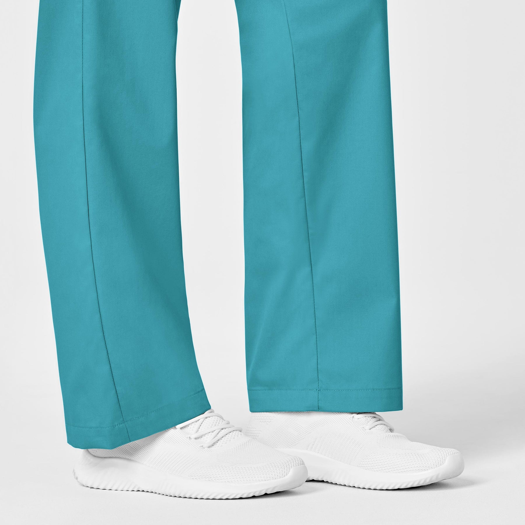 WonderWORK Women's Pull-On Cargo Scrub Pant Teal Blue hemline detail