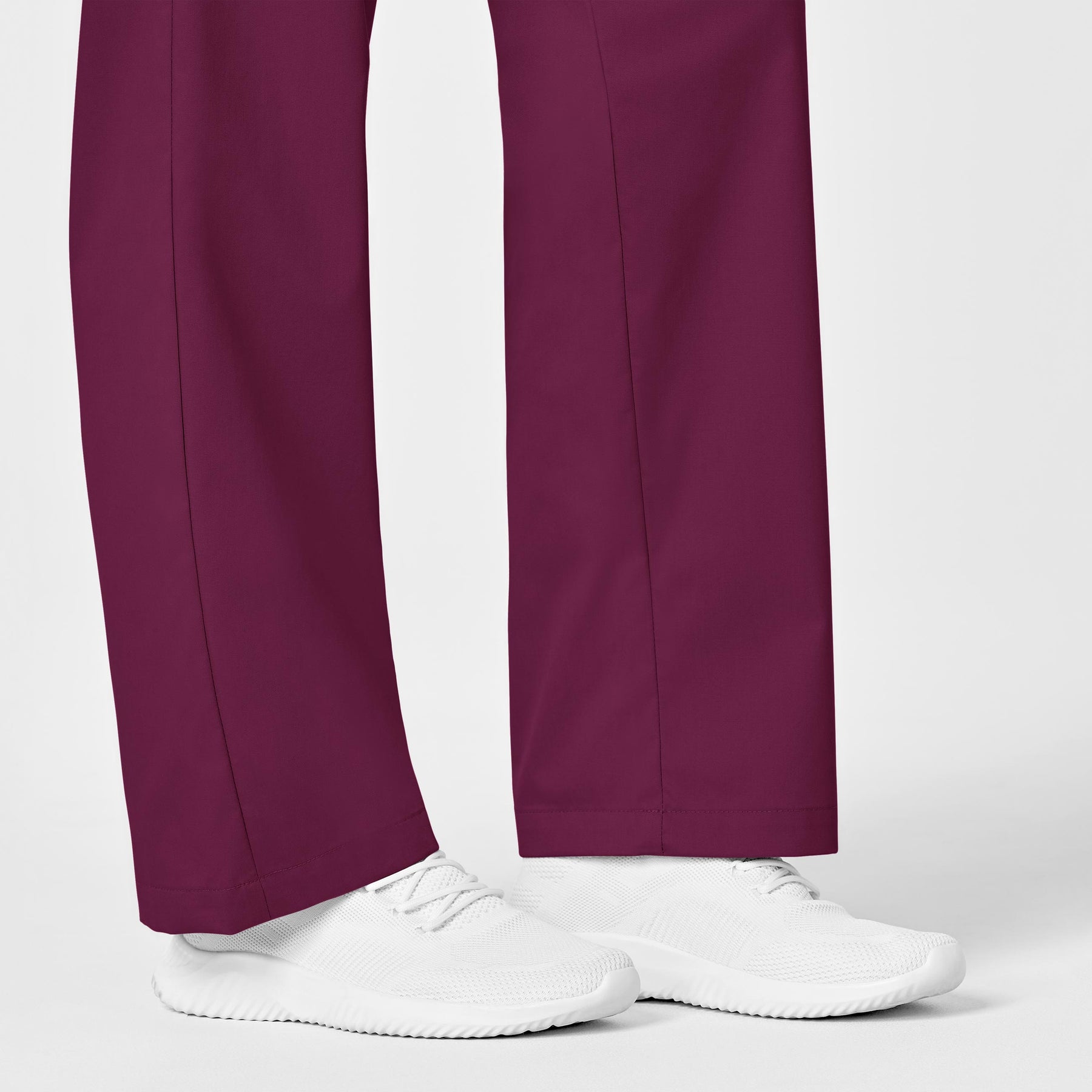 WonderWORK Women's Pull-On Cargo Scrub Pant Wine hemline detail