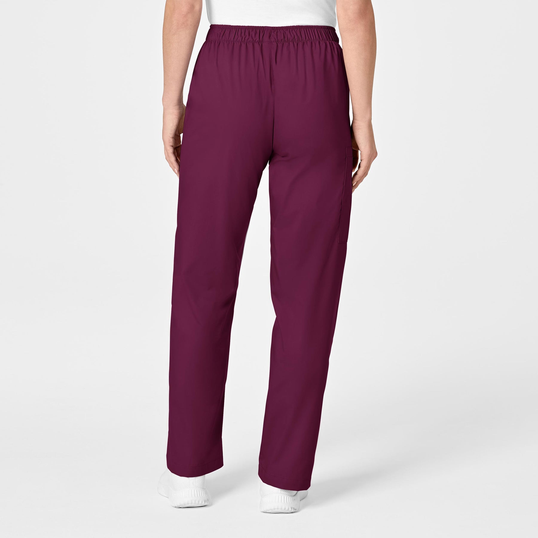 WonderWORK Women's Pull-On Cargo Scrub Pant Wine back view