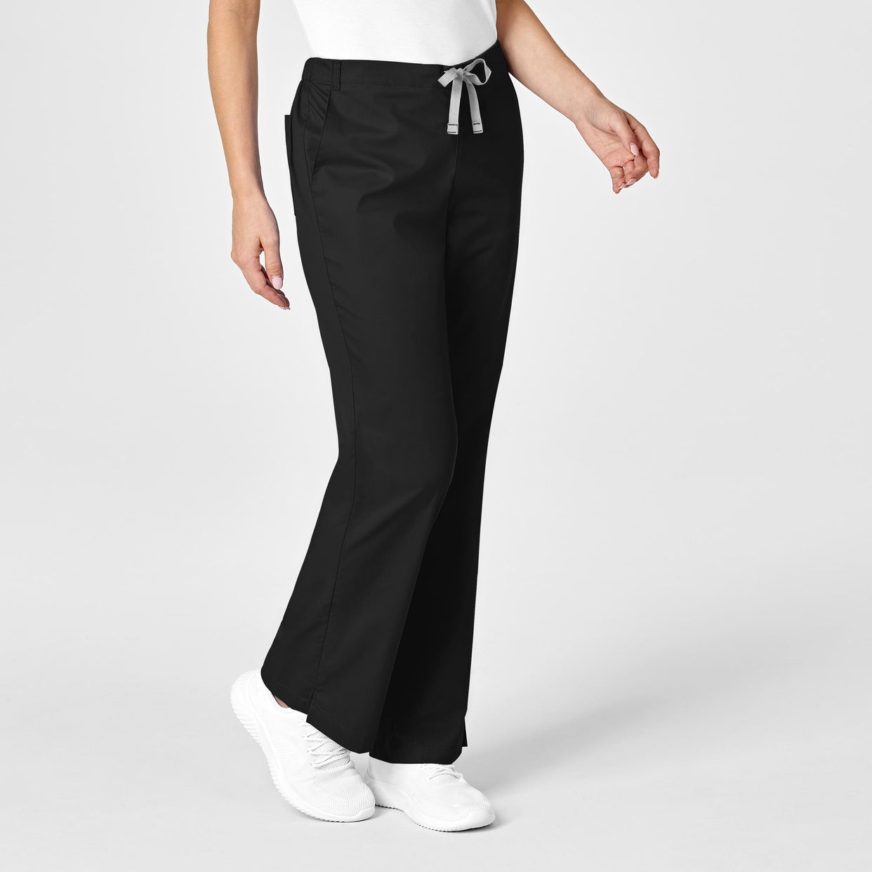 WonderWORK Women's Flare Leg Scrub Pant Black side view