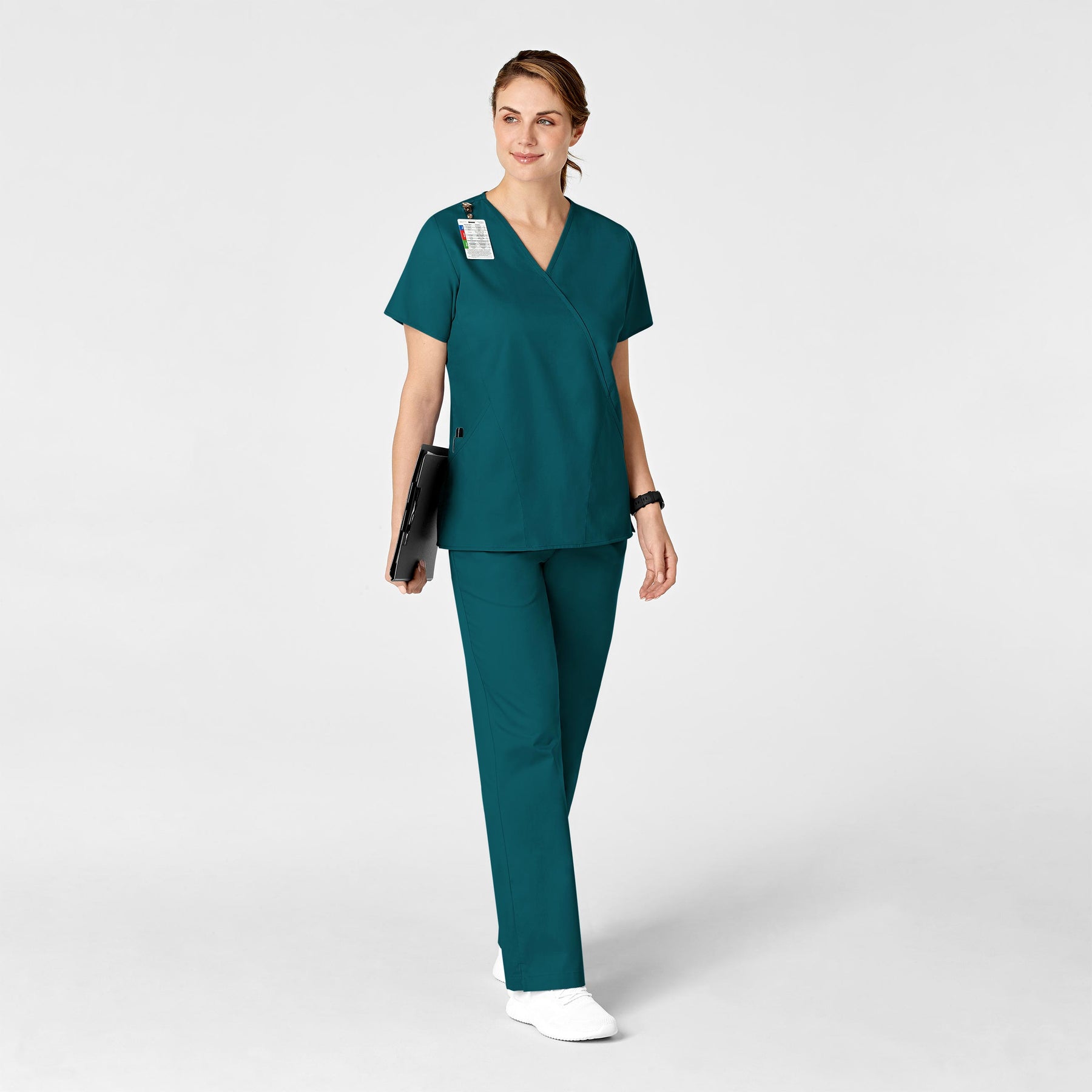 WonderWORK Women's Flare Leg Scrub Pant Caribbean Blue full scrub set