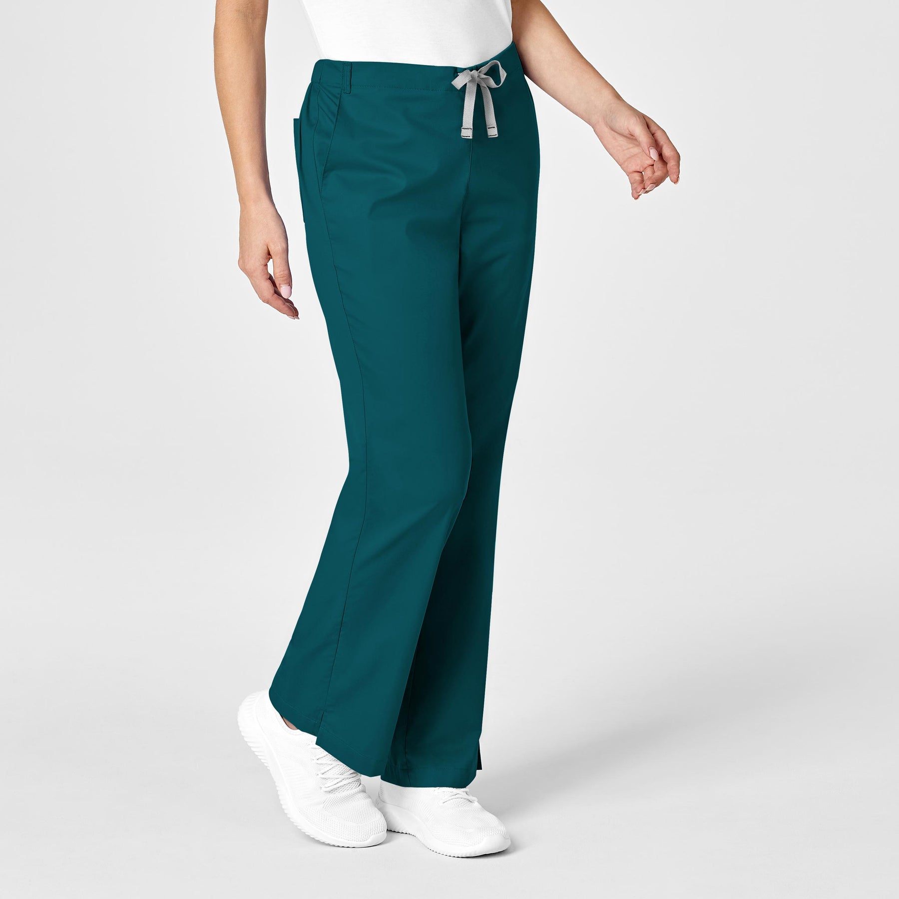 WonderWORK Women's Flare Leg Scrub Pant Caribbean Blue side view