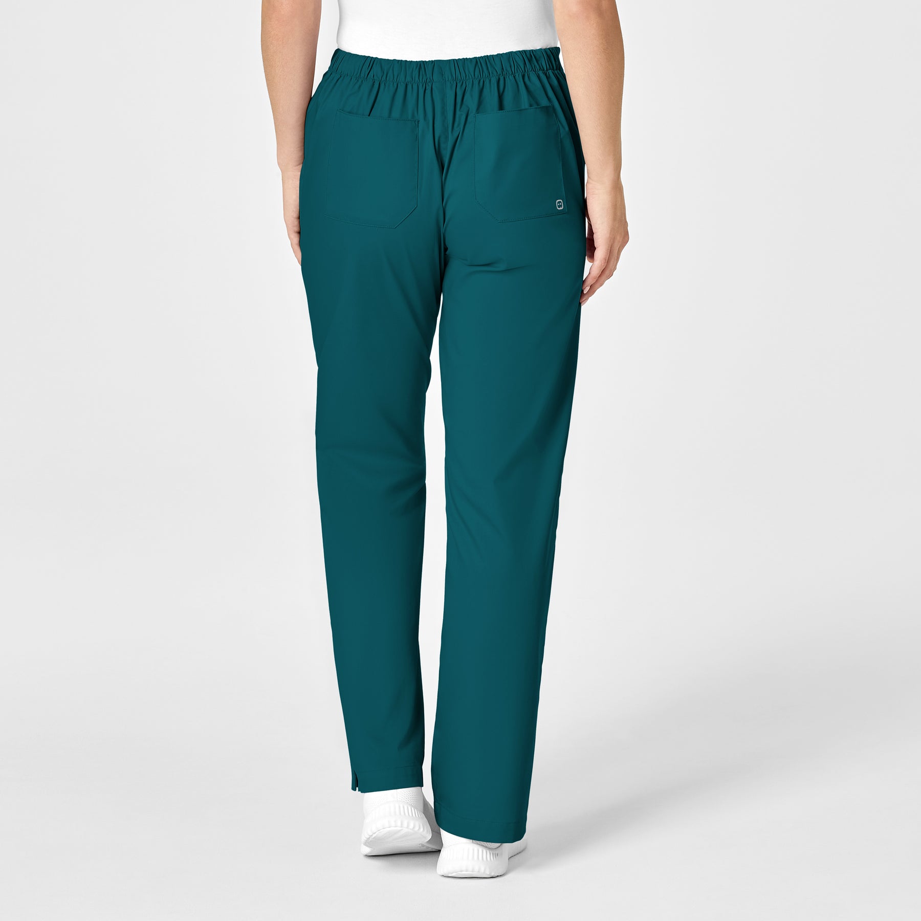 WonderWORK Women's Flare Leg Scrub Pant Caribbean Blue back view