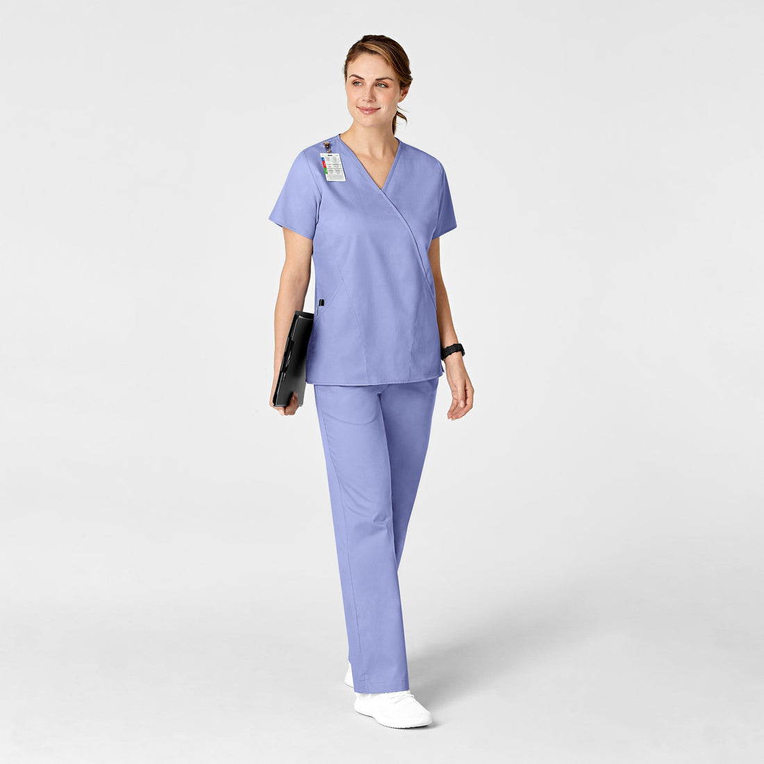 WonderWORK Women's Flare Leg Scrub Pant Ceil Blue full scrub set
