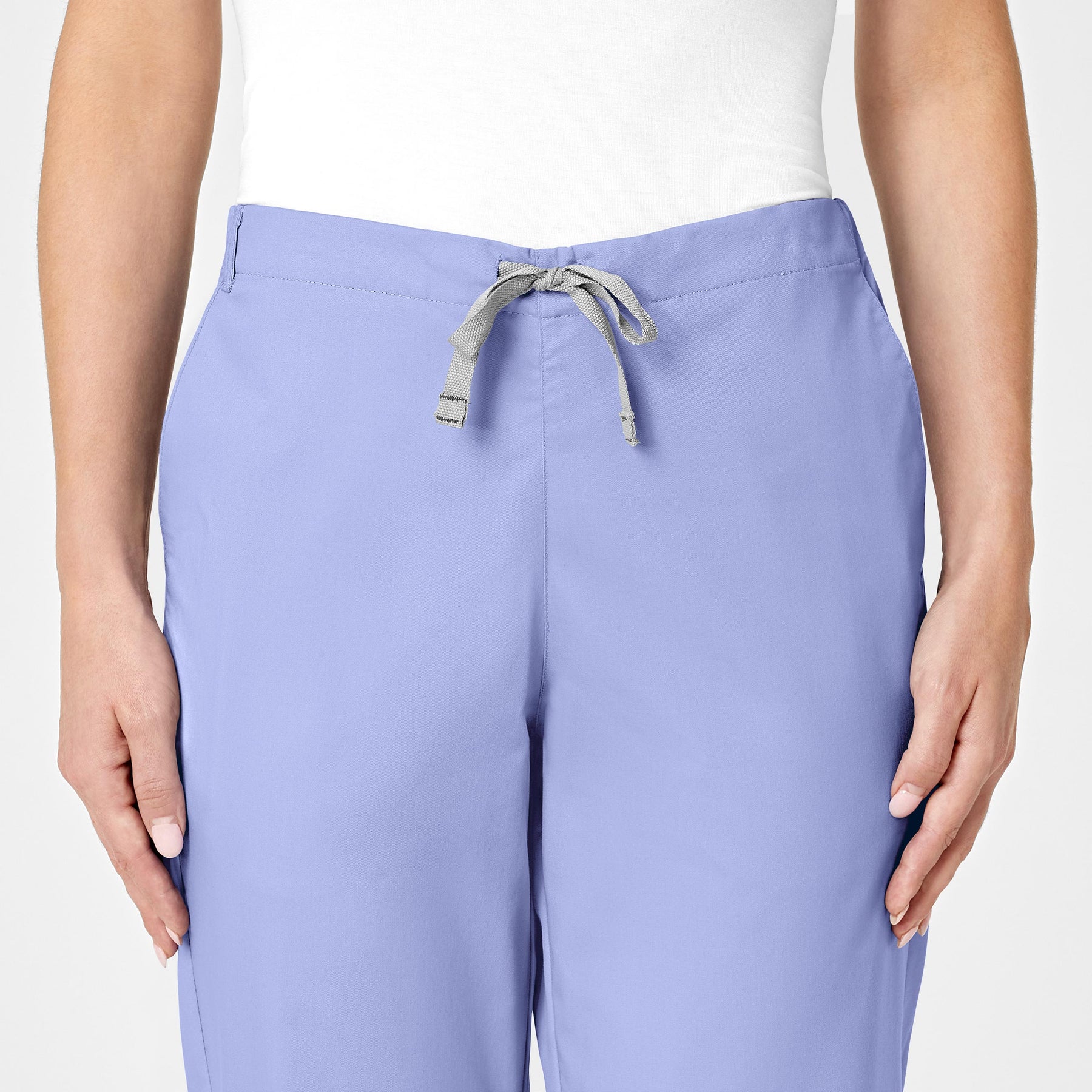 WonderWORK Women's Flare Leg Scrub Pant Ceil Blue front detail