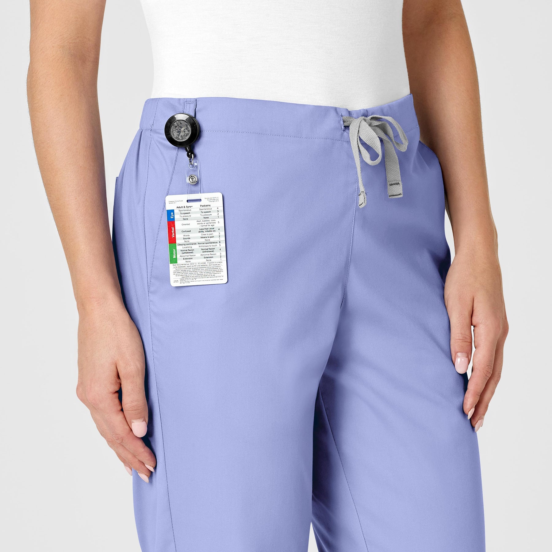 WonderWORK Women's Flare Leg Scrub Pant Ceil Blue side detail 1