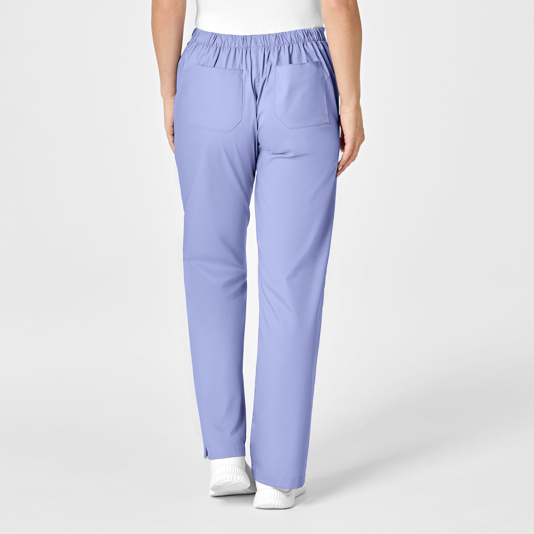 WonderWORK Women's Flare Leg Scrub Pant Ceil Blue back view