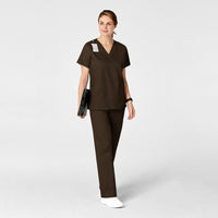 WonderWORK Women's Flare Leg Scrub Pant Chocolate full scrub set