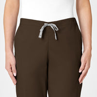 WonderWORK Women's Flare Leg Scrub Pant Chocolate front detail