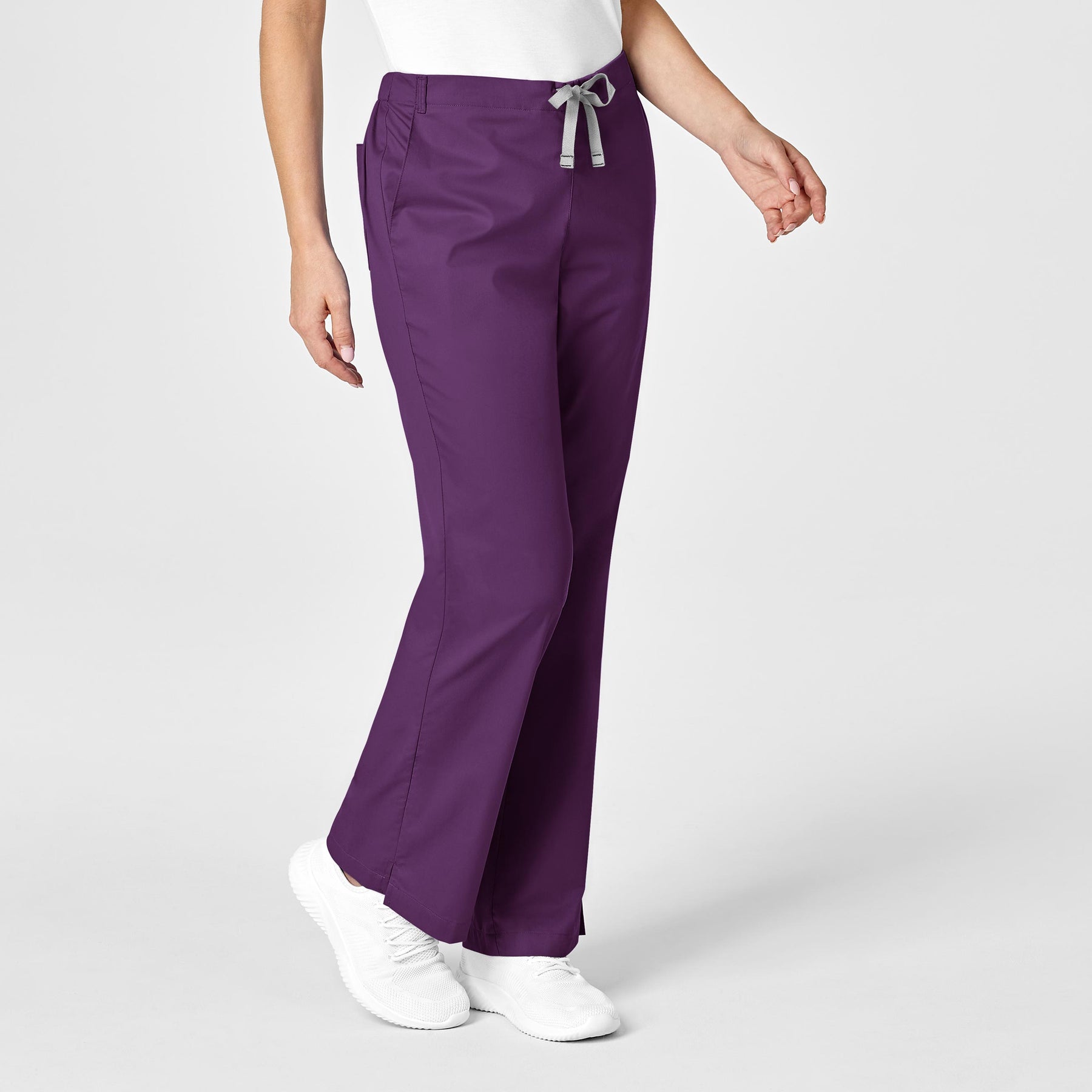 WonderWORK Women's Flare Leg Scrub Pant Eggplant side view