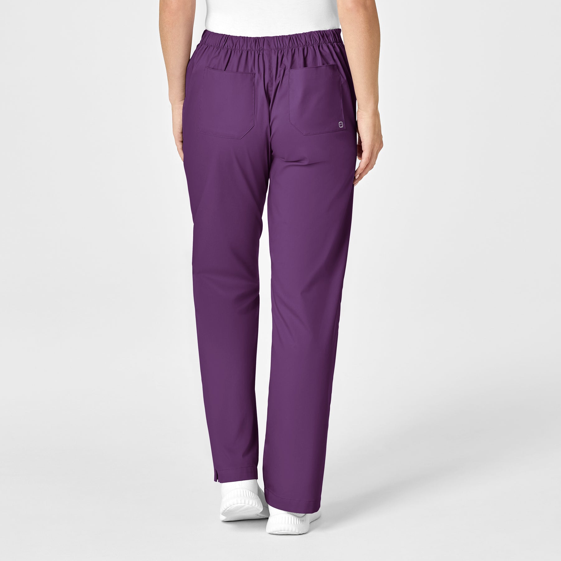 WonderWORK Women's Flare Leg Scrub Pant Eggplant back view