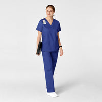 WonderWORK Women's Flare Leg Scrub Pant Galaxy Blue full scrub set